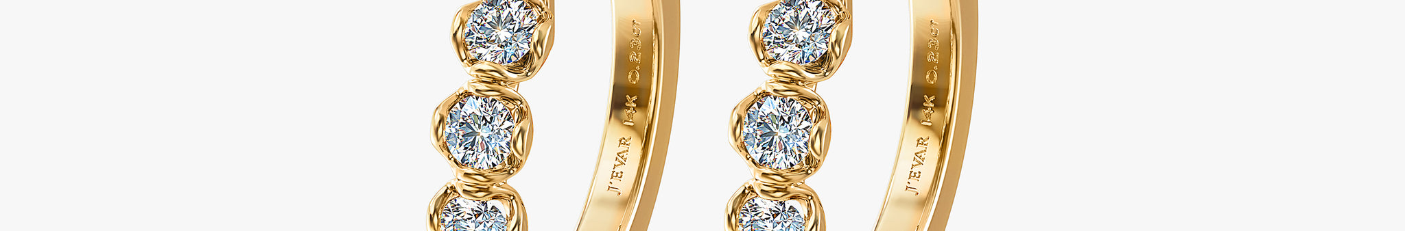 J'EVAR 14 KT Yellow Gold ALTR Lab Grown Diamond Hoop Earrings Perspective View