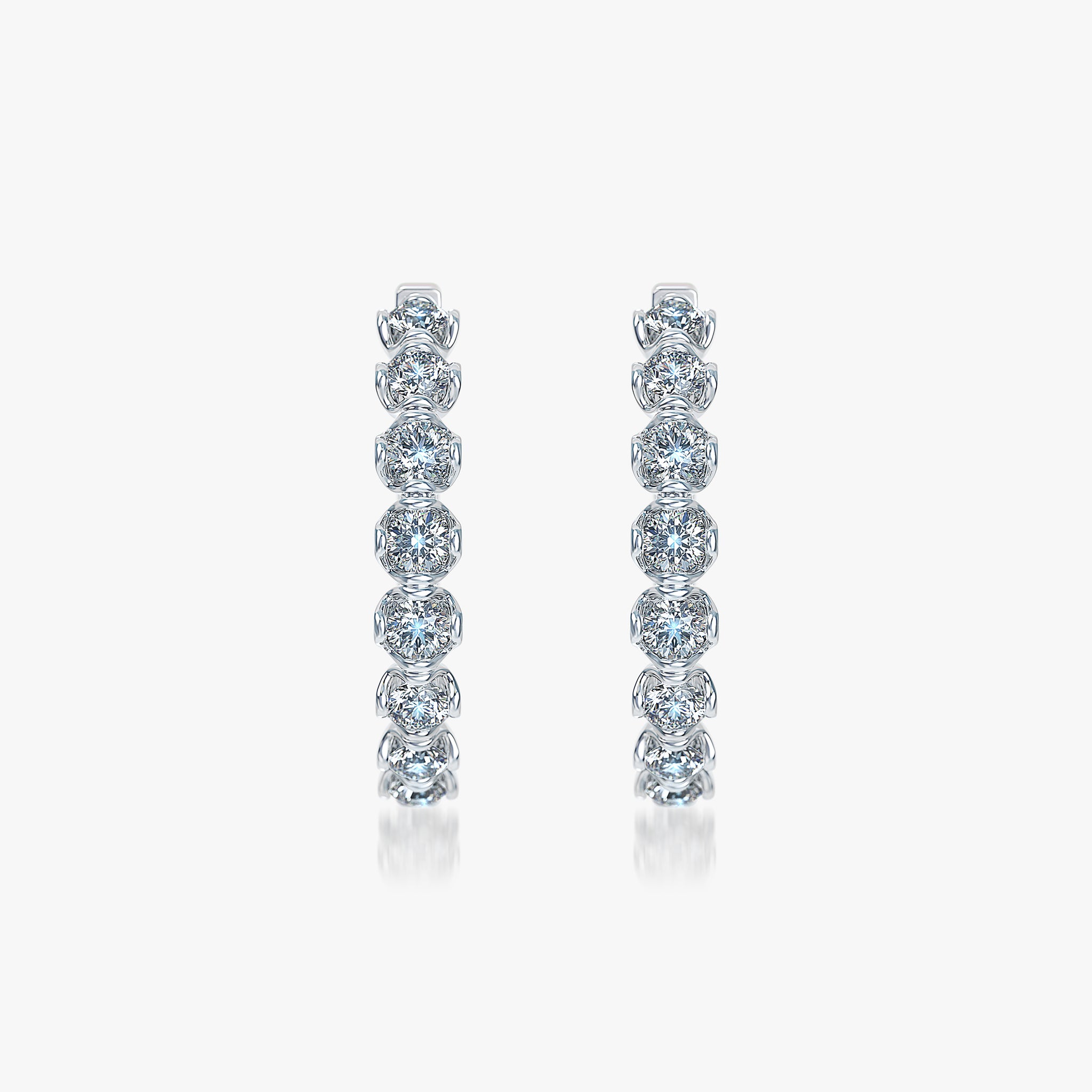 J'EVAR 14 KT White Gold ALTR Lab Grown Diamond Hoop Earrings Front View