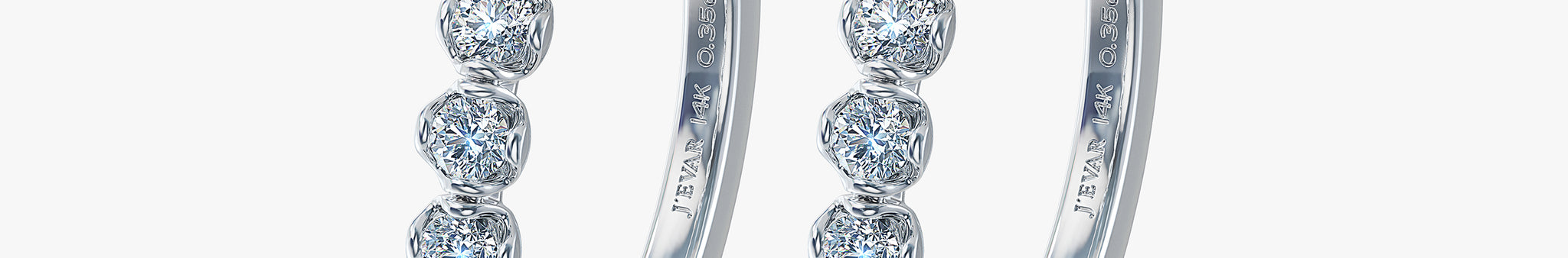 J'EVAR 14 KT White Gold ALTR Lab Grown Diamond Hoop Earrings Perspective View