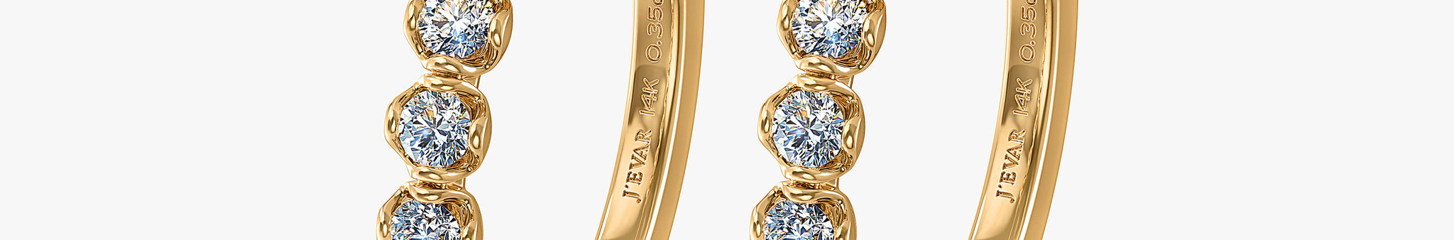 J'EVAR 14 KT Yellow Gold ALTR Lab Grown Diamond Hoop Earrings Perspective View