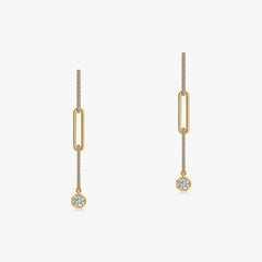 Paperclip Dangle Diamond Earrings