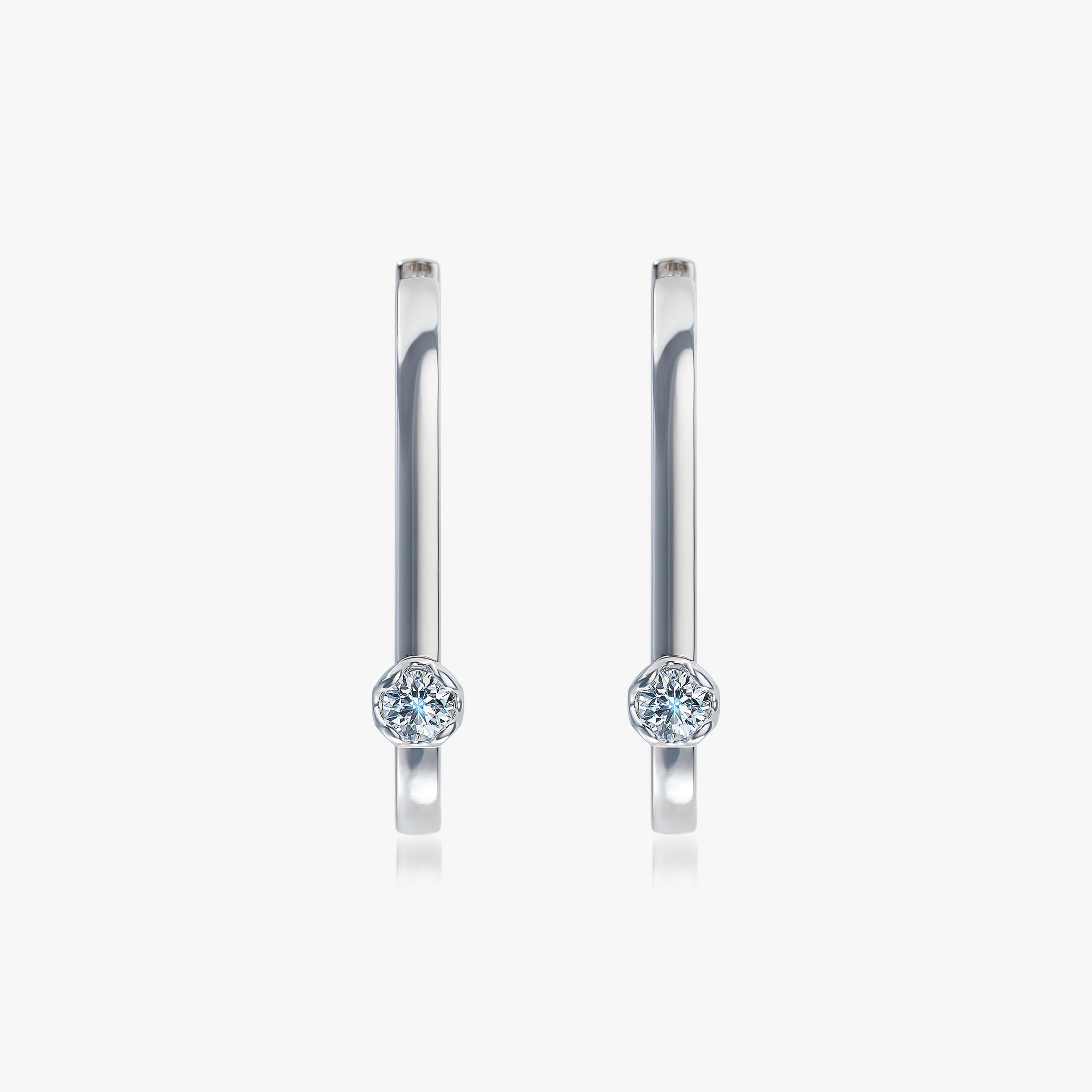 J'EVAR 14KT White Gold U-shaped Hoop ALTR Lab Grown Diamond Earrings Front View