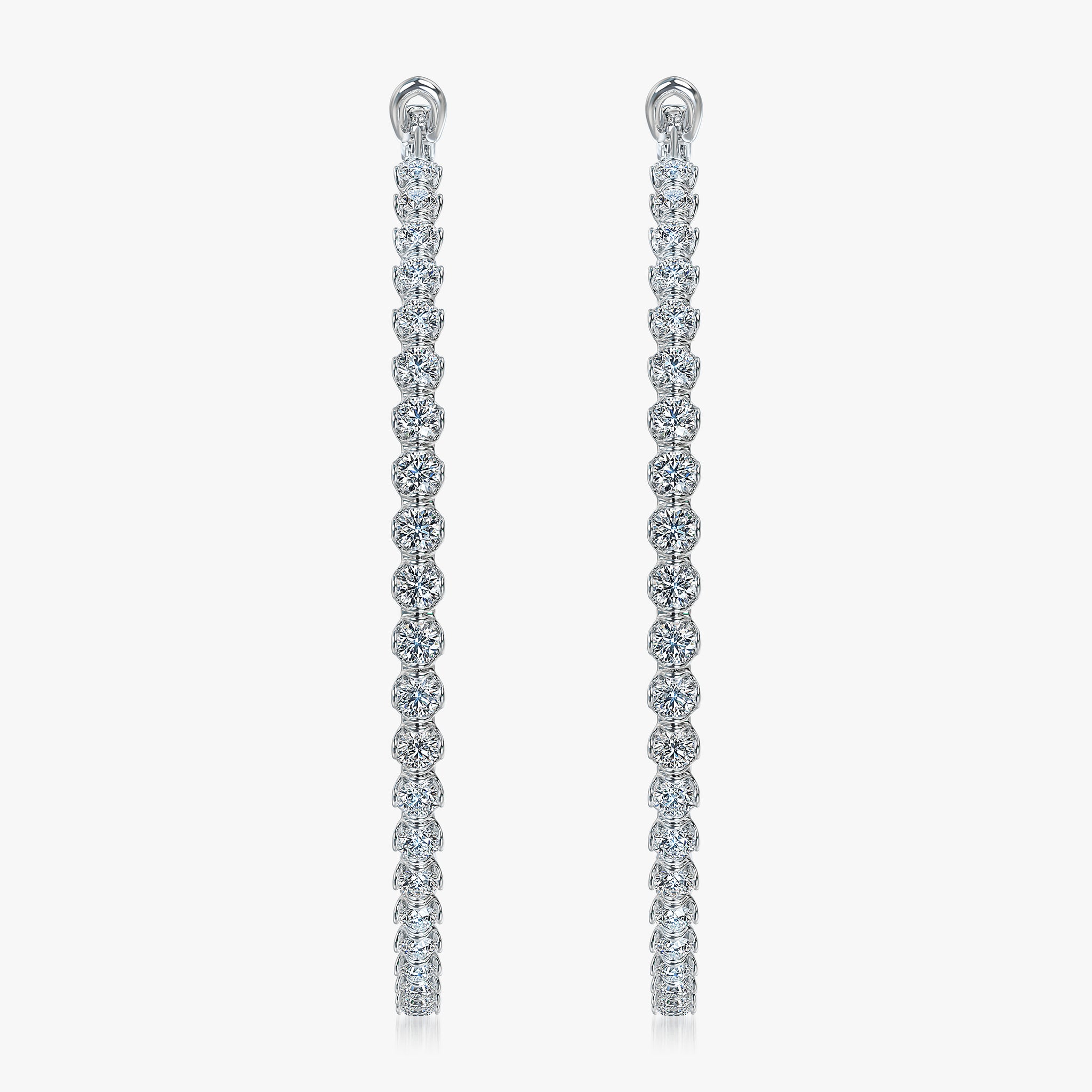 J'EVAR 18KT White Gold Couture 20 CT ALTR Diamond Hoop Earrings Front View