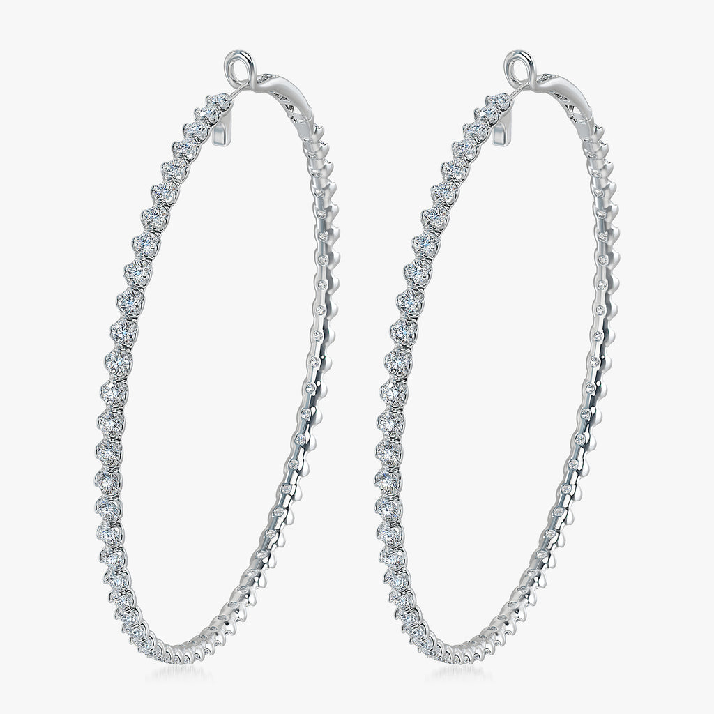 J'EVAR 18KT White Gold Couture 20 CT ALTR Diamond Hoop Earrings Perspective View | 20.00 CT