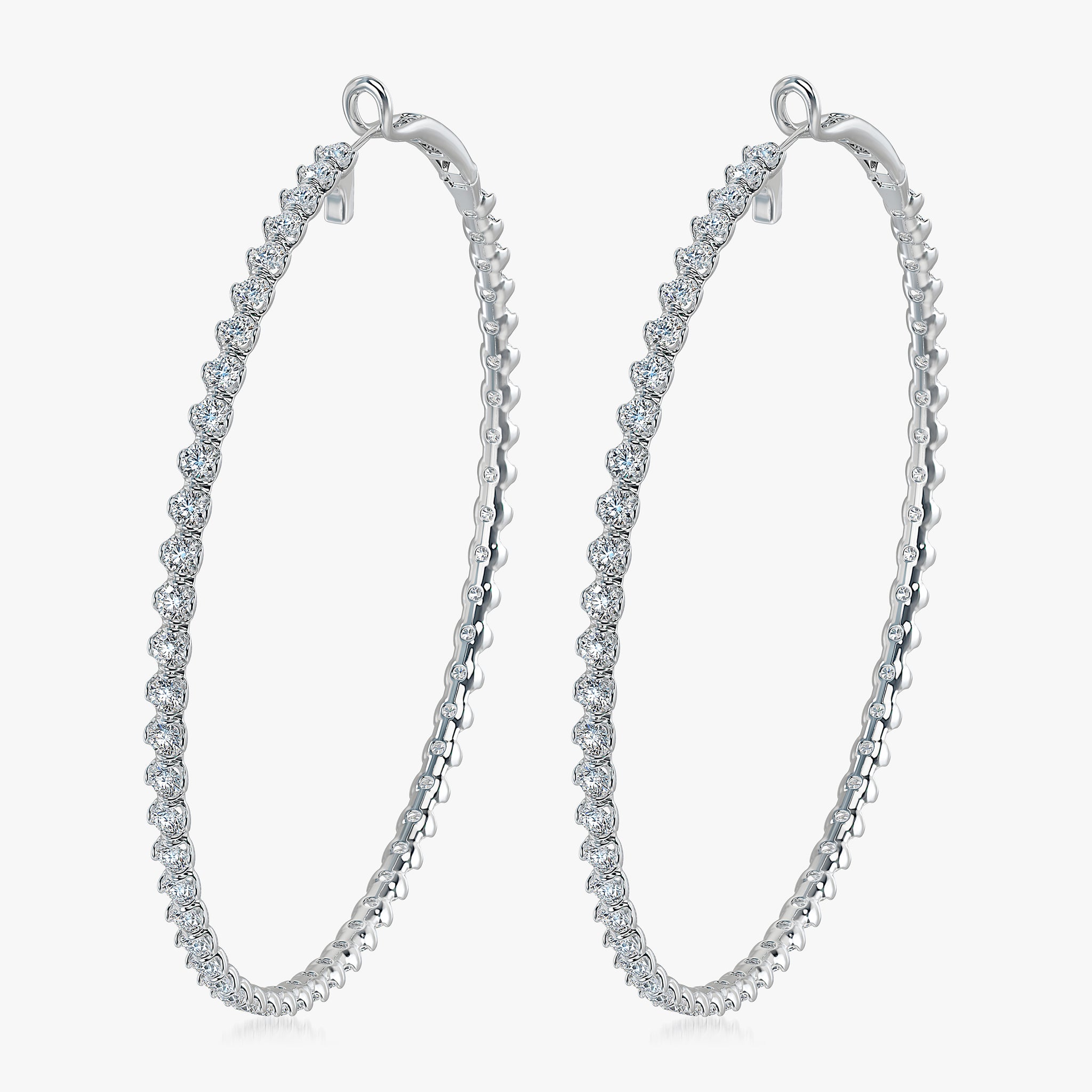 J'EVAR 18KT White Gold Couture 20 CT ALTR Diamond Hoop Earrings Perspective View