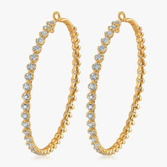 Bold 4.5 Inch Couture Diamond Hoop Earrings
