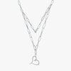 J'EVAR 14KT White Gold Two Row Paperclip Heart ALTR Lab Grown Diamond Necklace Perspective View | 1.00 CT