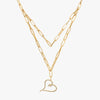 J'EVAR 14KT Yellow Gold Two Row Paperclip Heart ALTR Lab Grown Diamond Necklace Front View | 1.00 CT