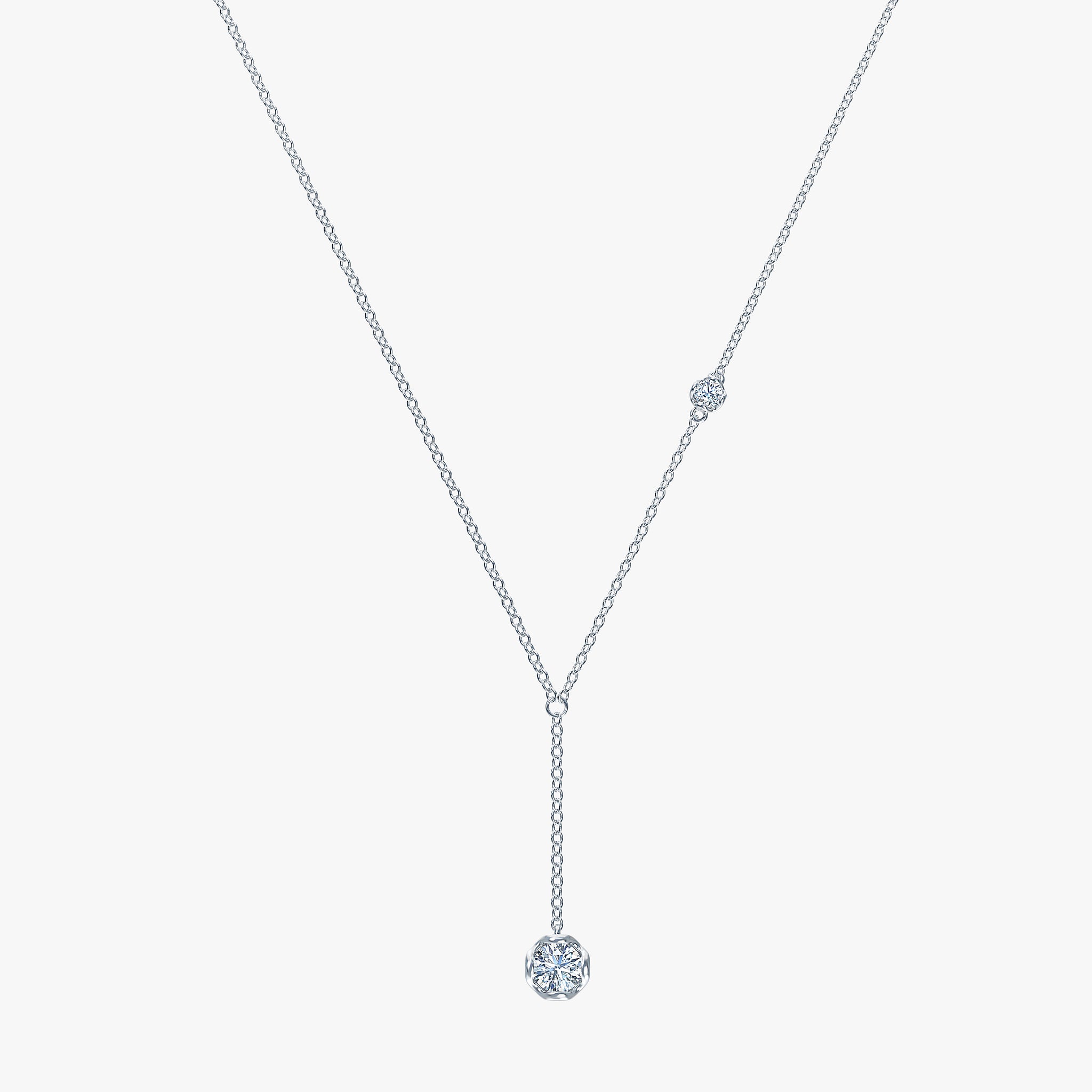 J'EVAR 14KT White Gold Lariat ALTR Lab Grown Diamond Necklace Front View