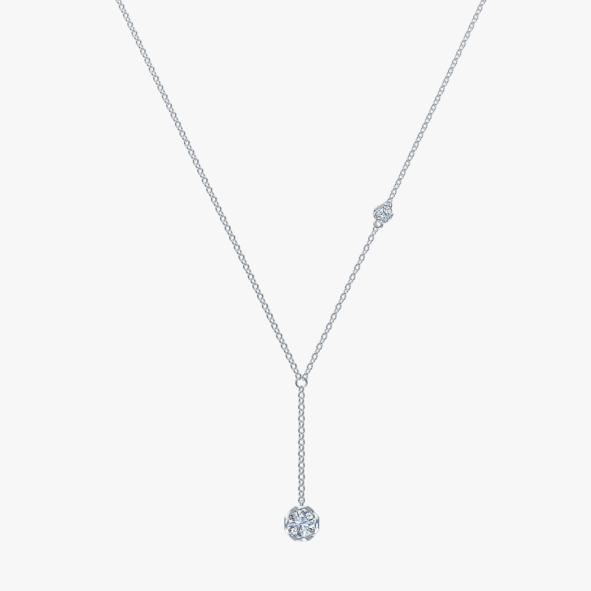 J'EVAR 14KT White Gold Lariat ALTR Lab Grown Diamond Necklace Front View