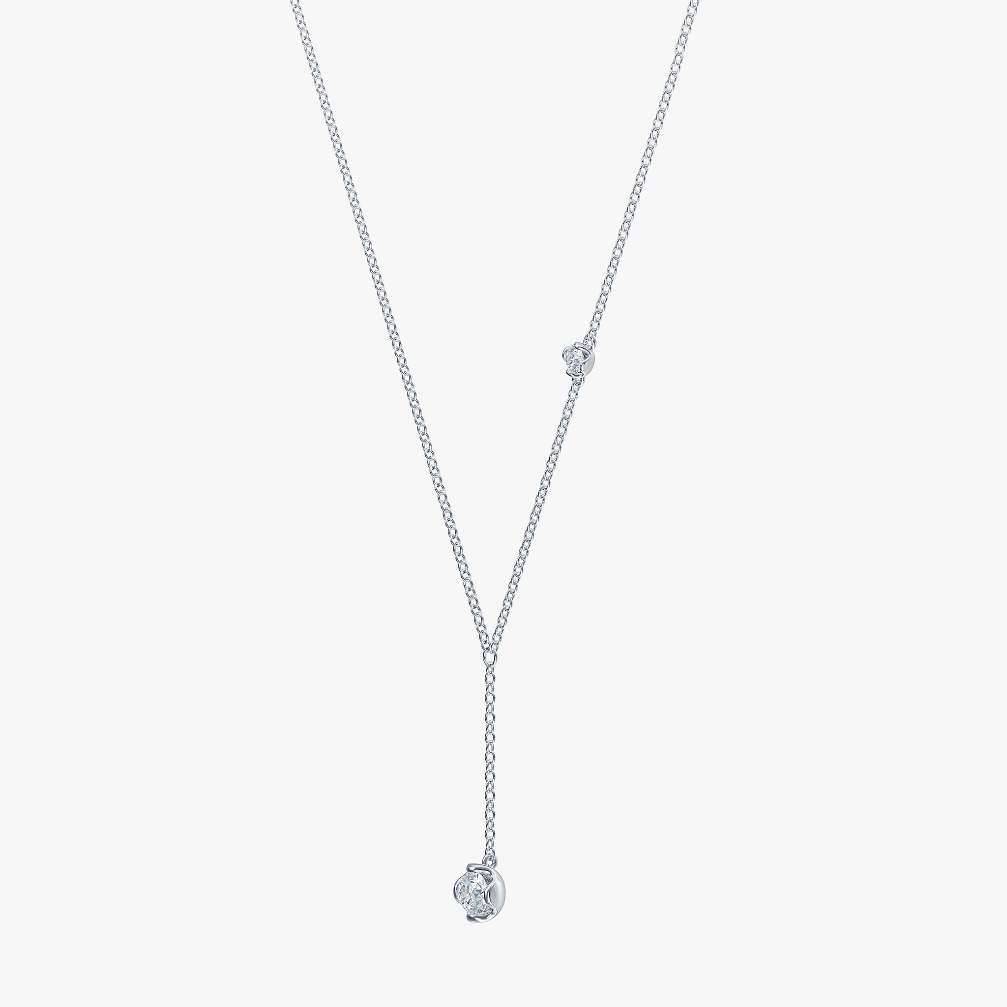 J'EVAR 14KT White Gold Lariat ALTR Lab Grown Diamond Necklace Perspective View