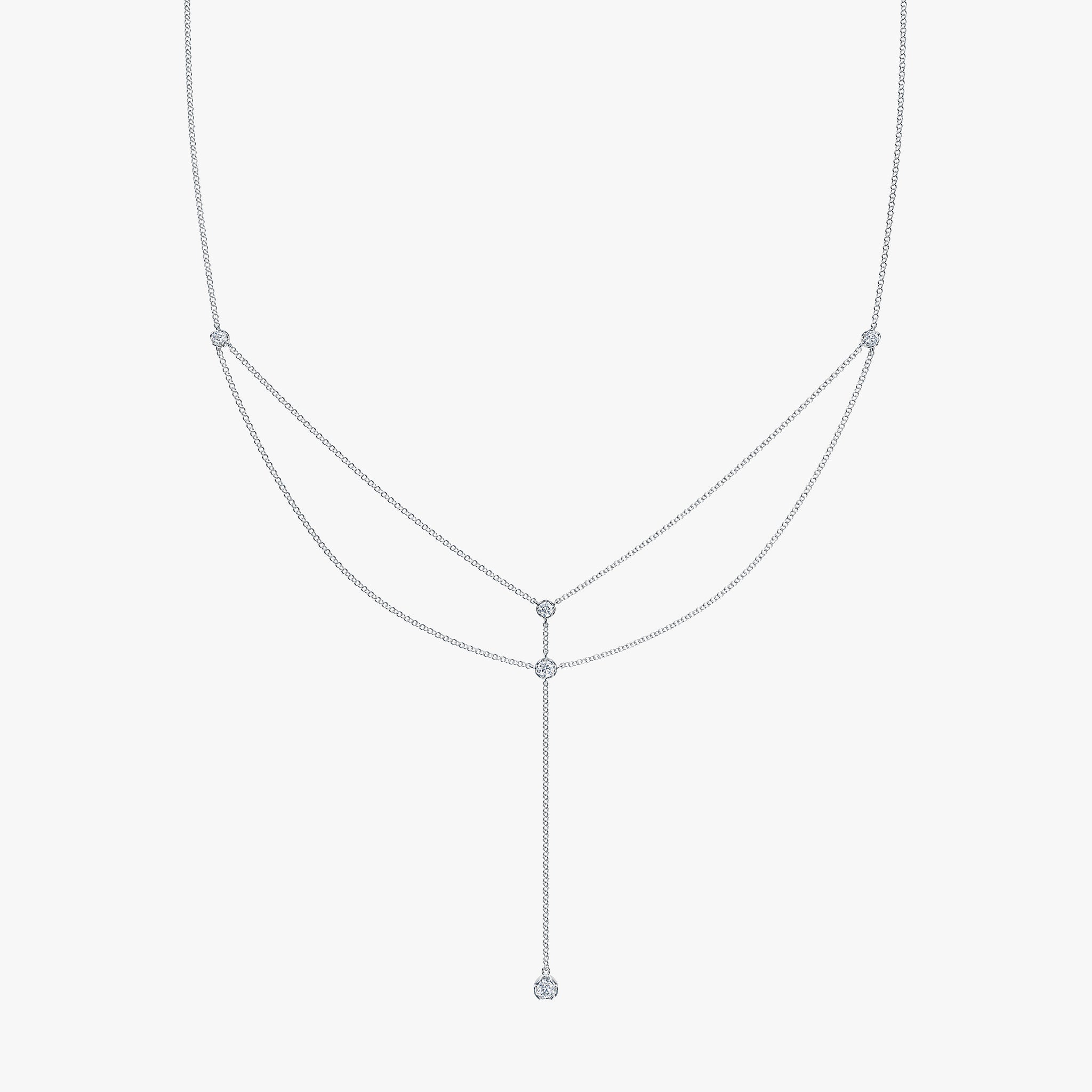 J'EVAR 14KT White Gold Double-Layered Lariat ALTR Lab Grown Diamond Necklace Front View