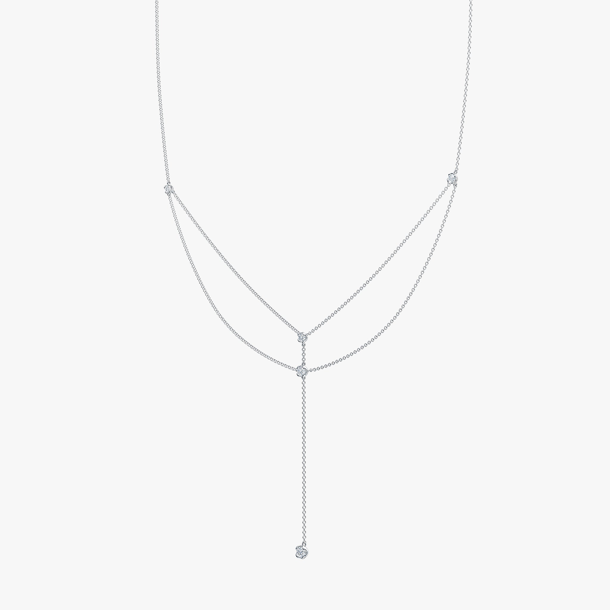 J'EVAR 14KT White Gold Double-Layered Lariat ALTR Lab Grown Diamond Necklace Perspective View