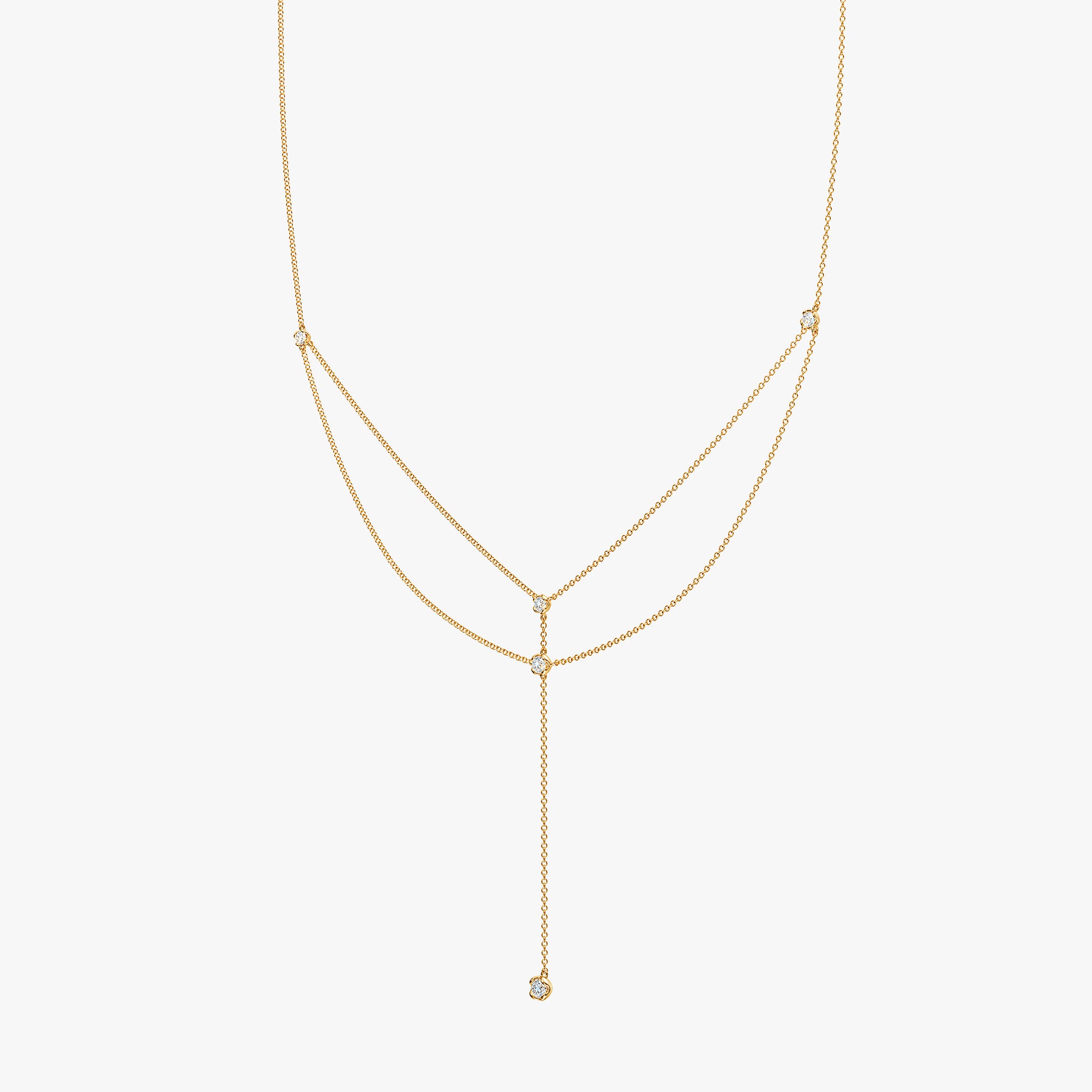 J'EVAR 14KT Yellow Gold Double-Layered Lariat ALTR Lab Grown Diamond Necklace Perspective View
