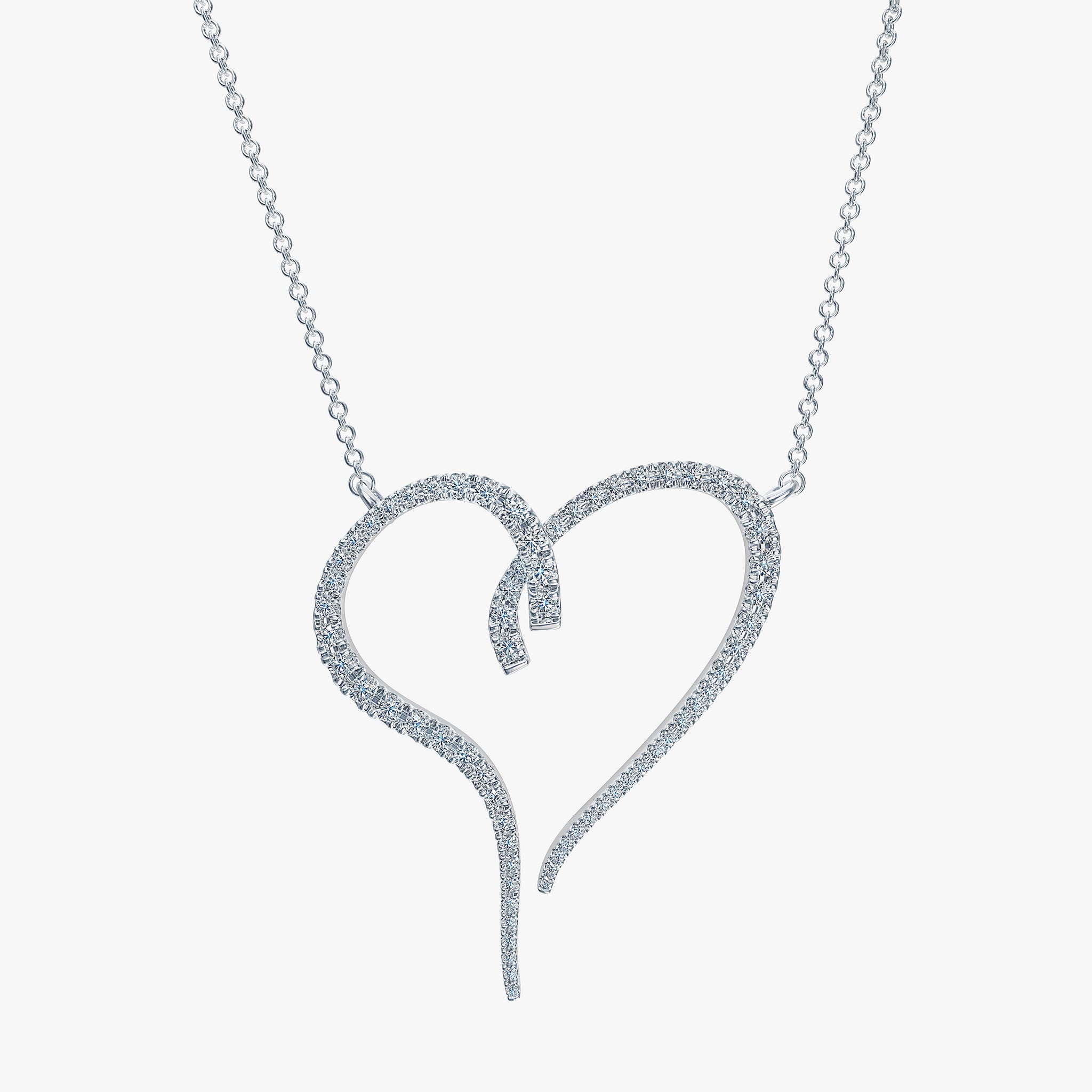 J'EVAR 14KT White Gold Heart ALTR Lab Grown Diamond Necklace Front View