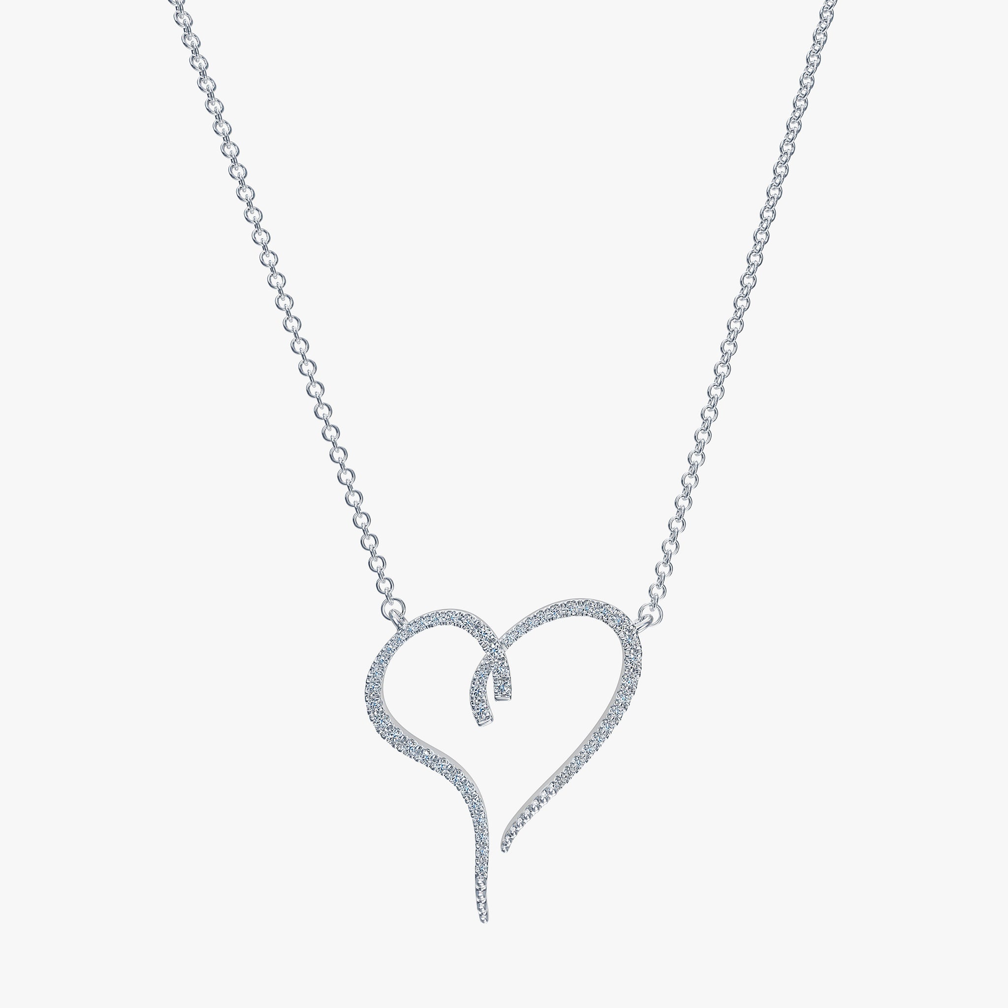 J'EVAR Sterling Silver Heart ALTR Lab Grown Diamond Necklace Front View
