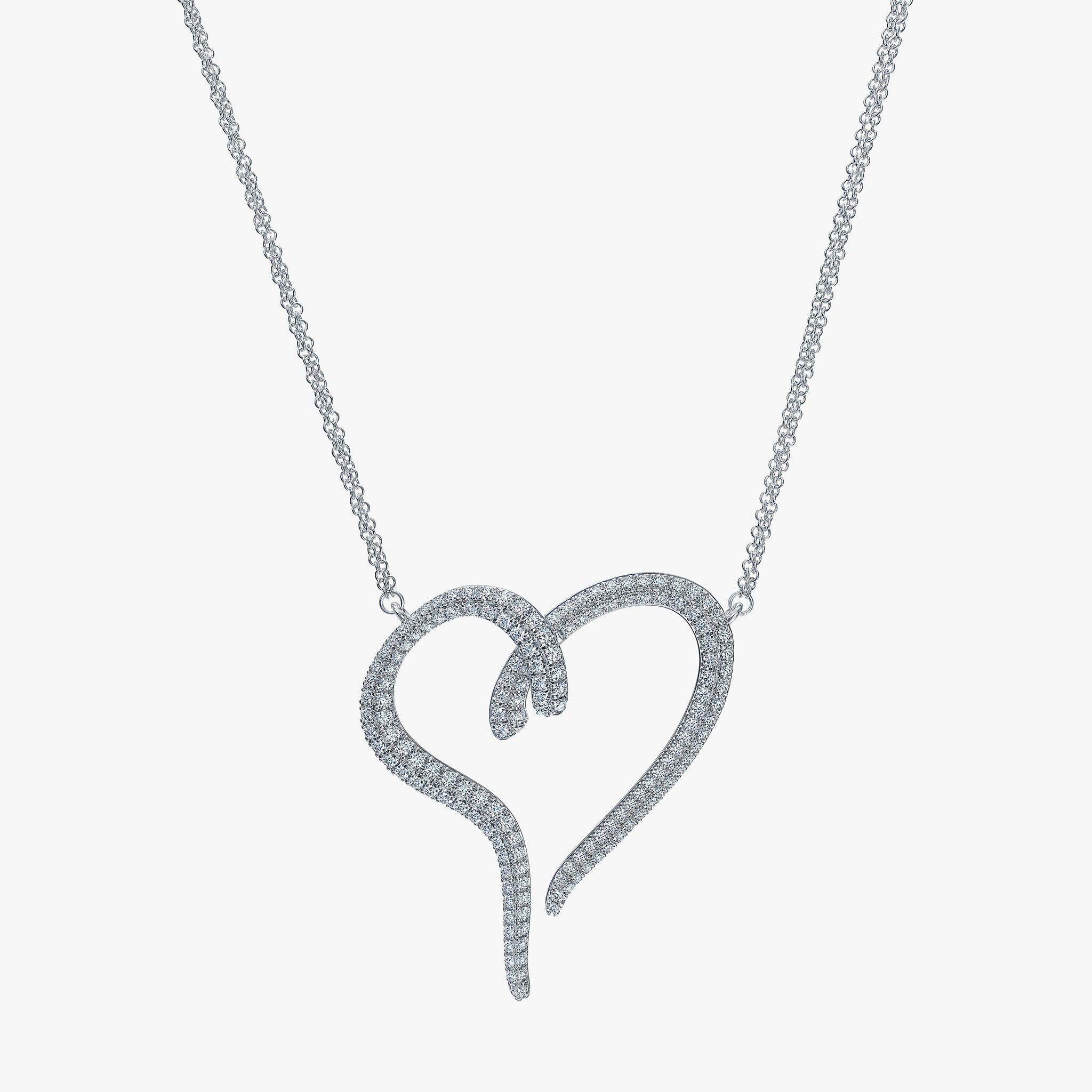 J'EVAR 14KT White Gold Pave Heart ALTR Lab Grown Diamond Necklace Front View