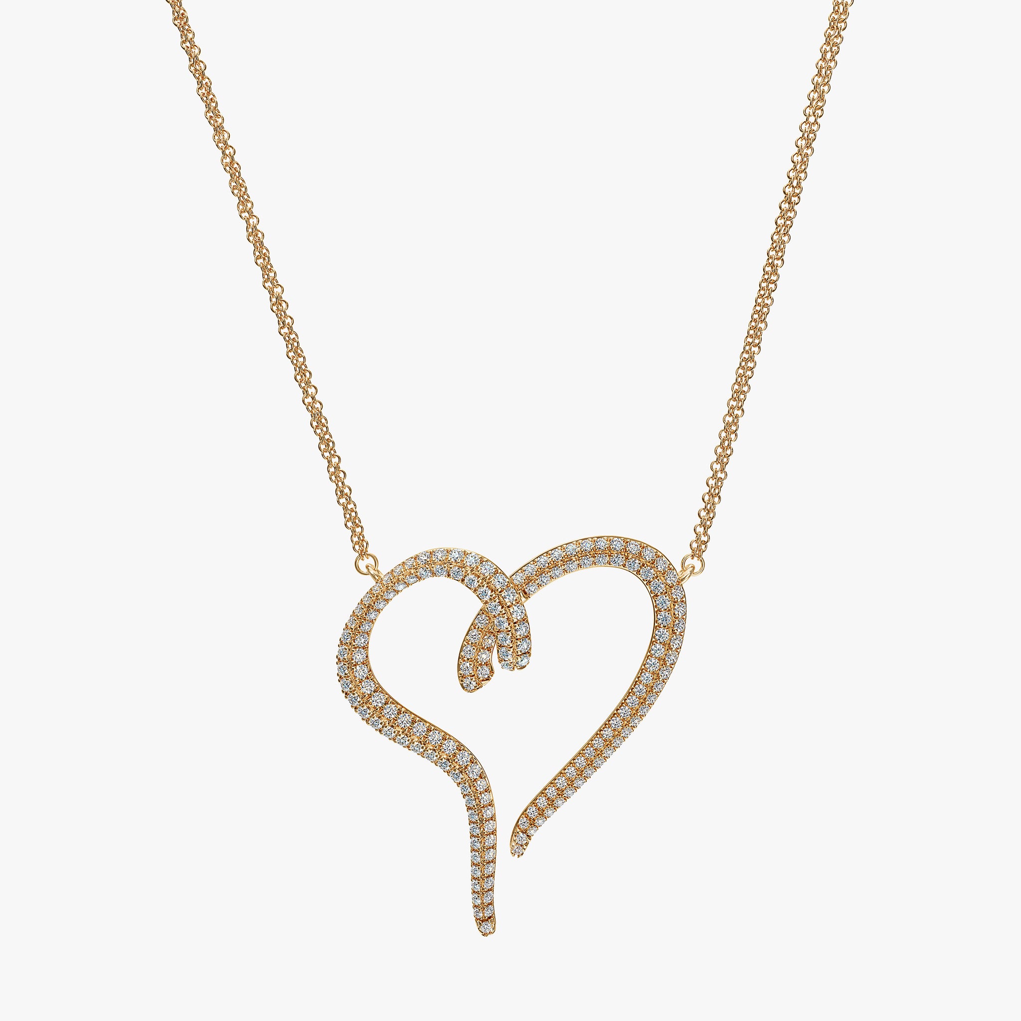 J'EVAR 14KT Yellow Gold Pave Heart ALTR Lab Grown Diamond Necklace Front View