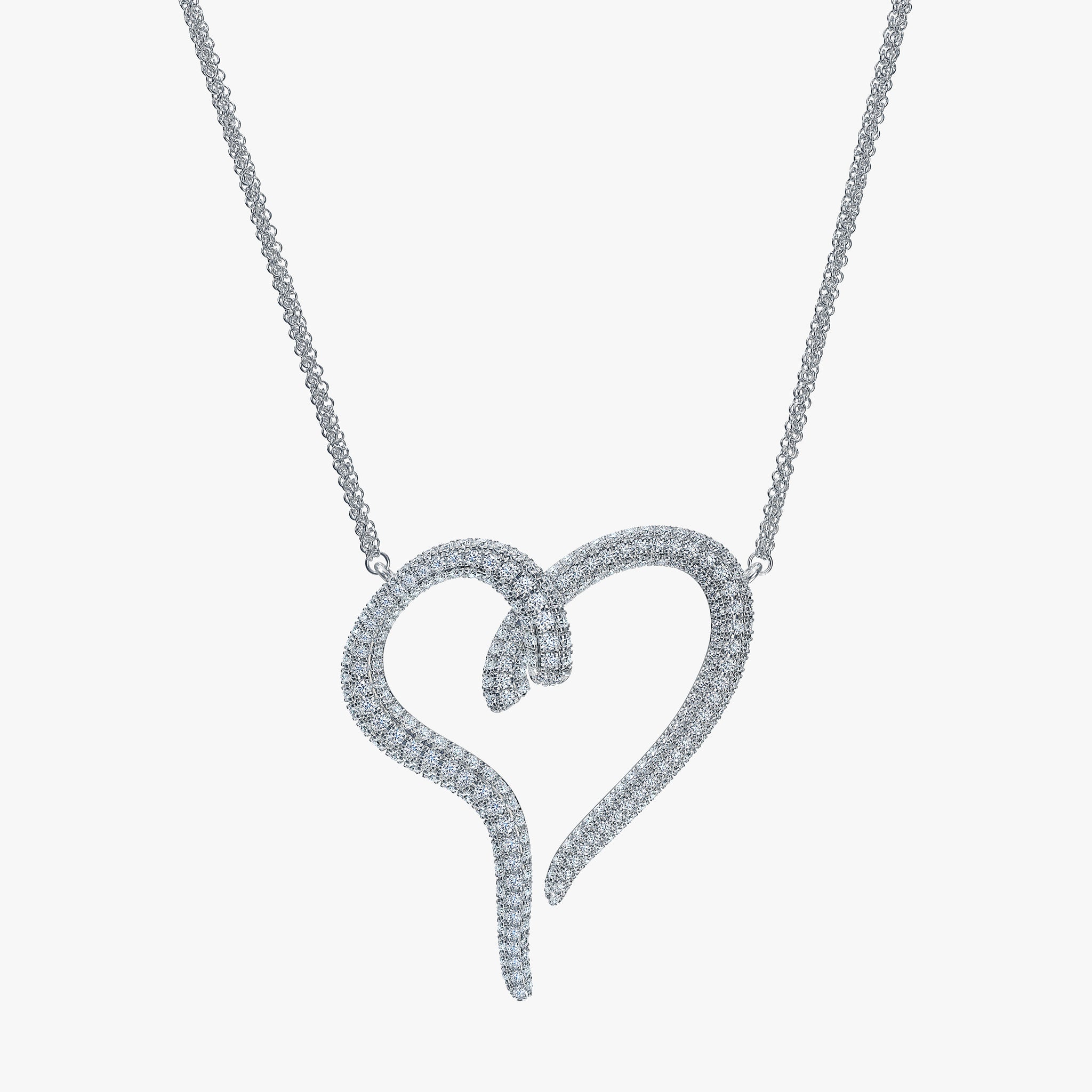 J'EVAR 14KT White Gold Pave Heart ALTR Lab Grown Diamond Necklace Front View