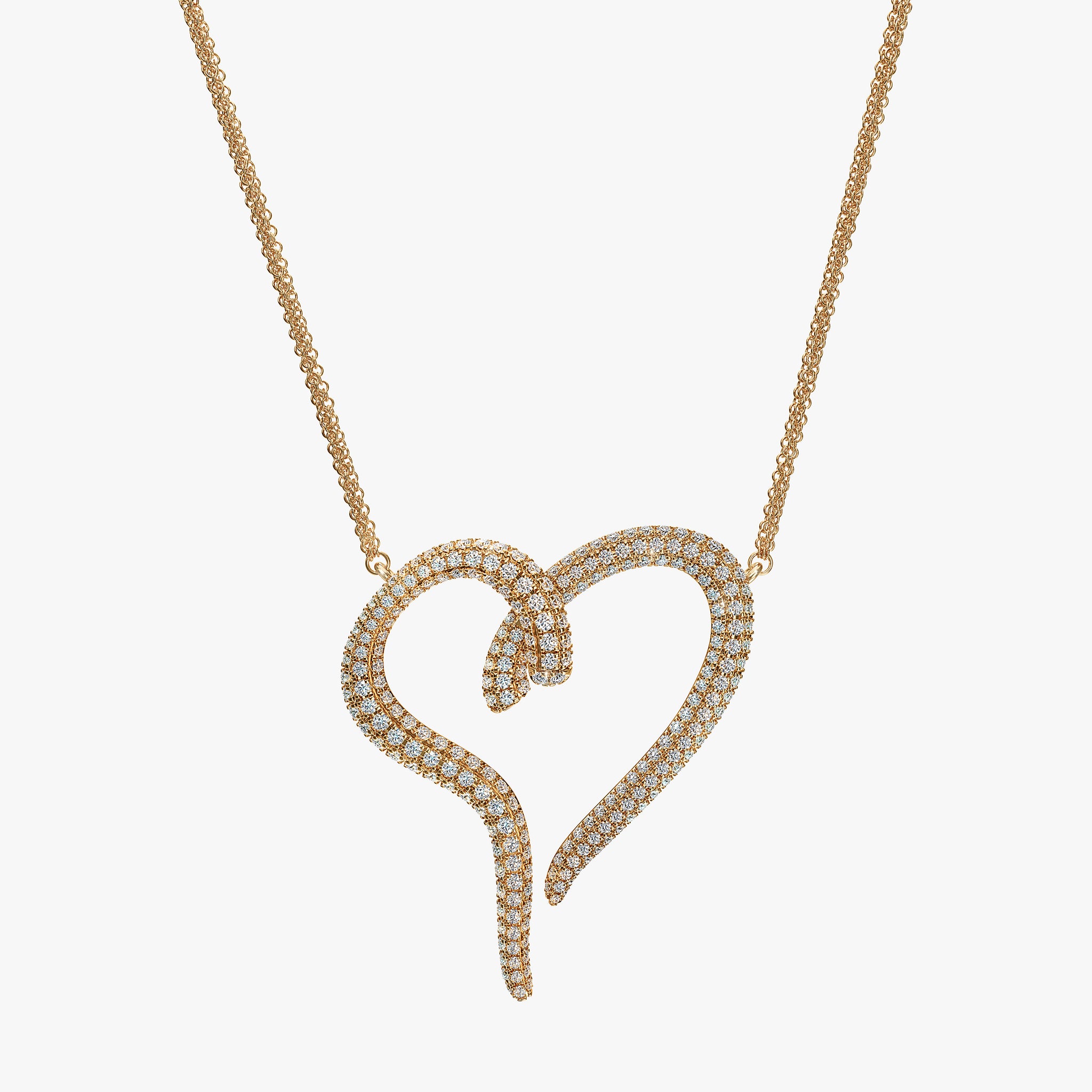 J'EVAR 14KT Yellow Gold Pave Heart ALTR Lab Grown Diamond Necklace Front View