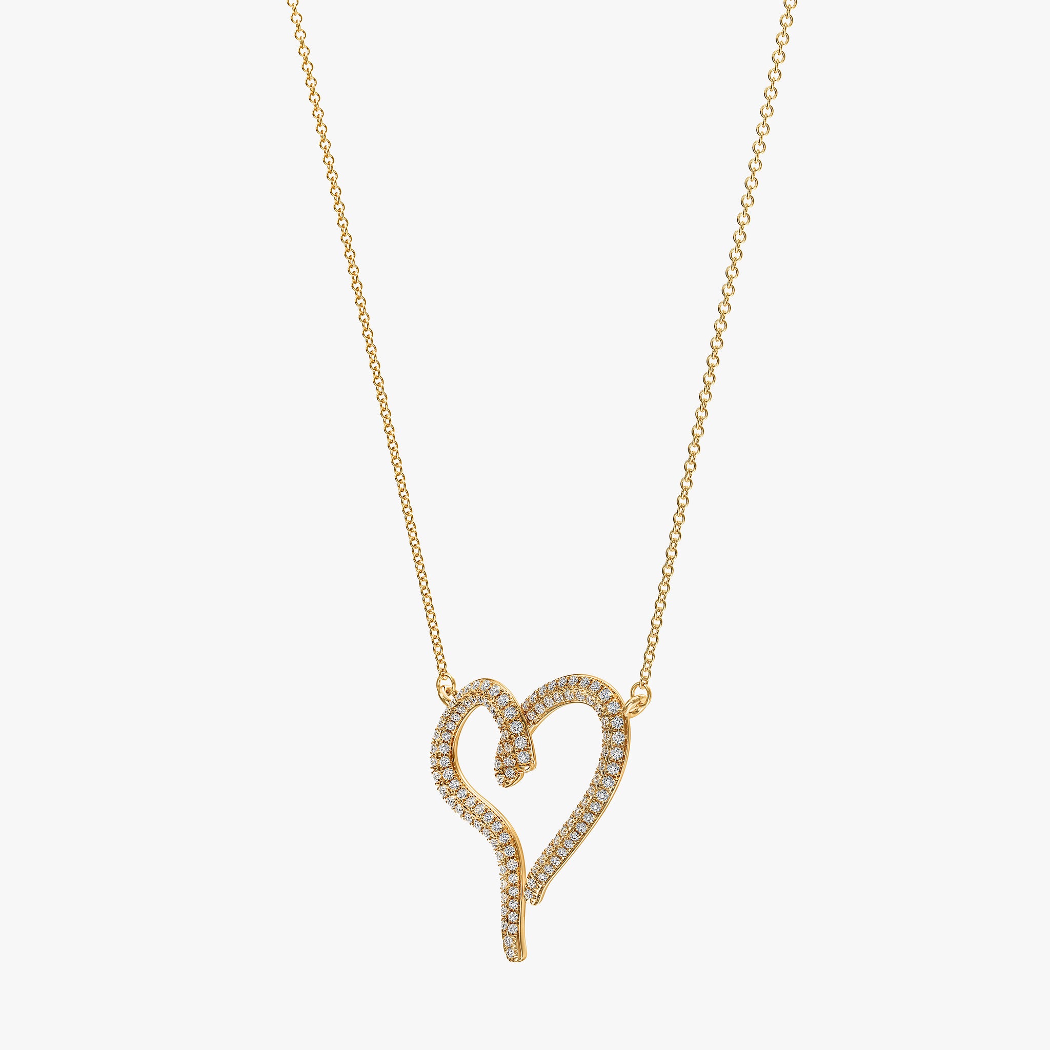 J'EVAR 14KT Yellow Gold Pave Heart ALTR Lab Grown Diamond Necklace Side View