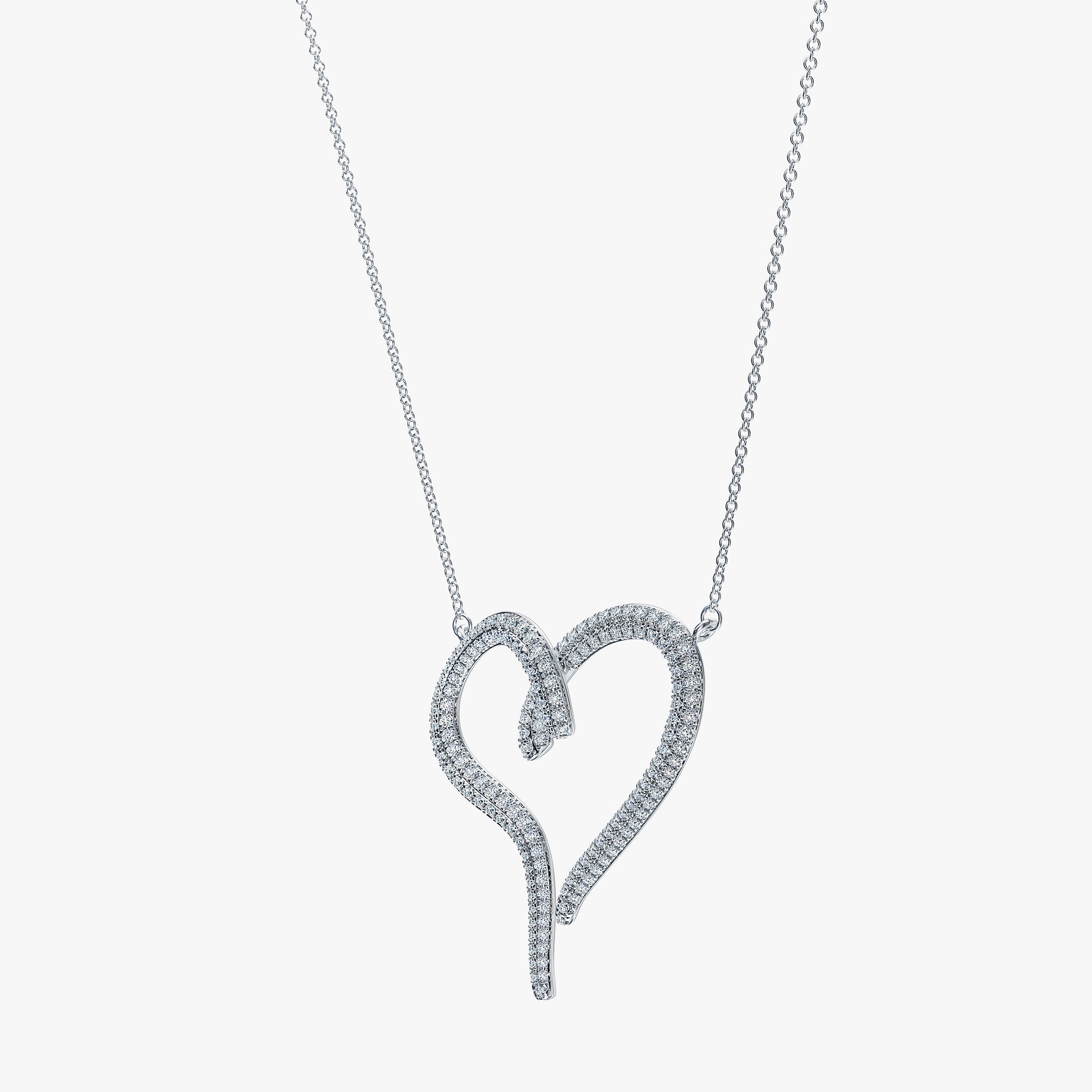 J'EVAR 14KT White Gold Pave Heart ALTR Lab Grown Diamond Necklace Perspective View