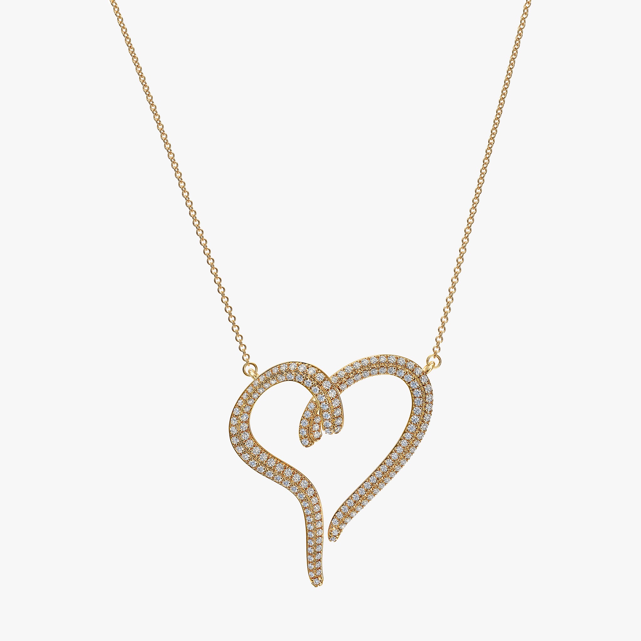 J'EVAR 14KT Yellow Gold Pave Heart ALTR Lab Grown Diamond Necklace Front View