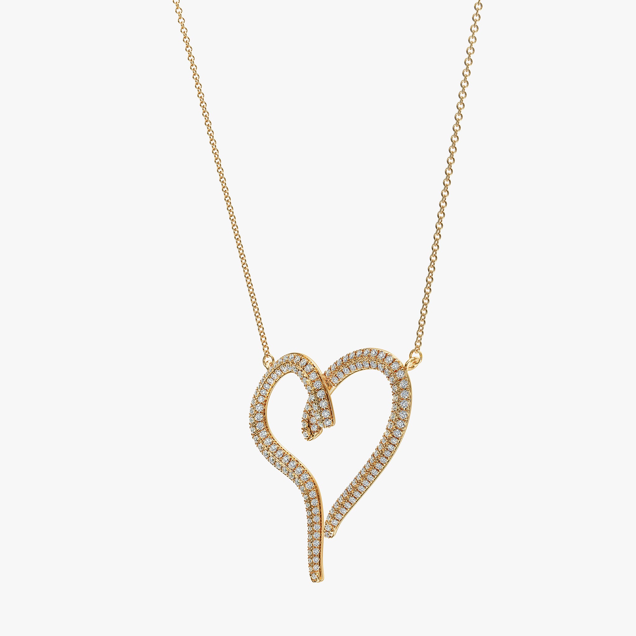 J'EVAR 14KT Yellow Gold Pave Heart ALTR Lab Grown Diamond Necklace Side View