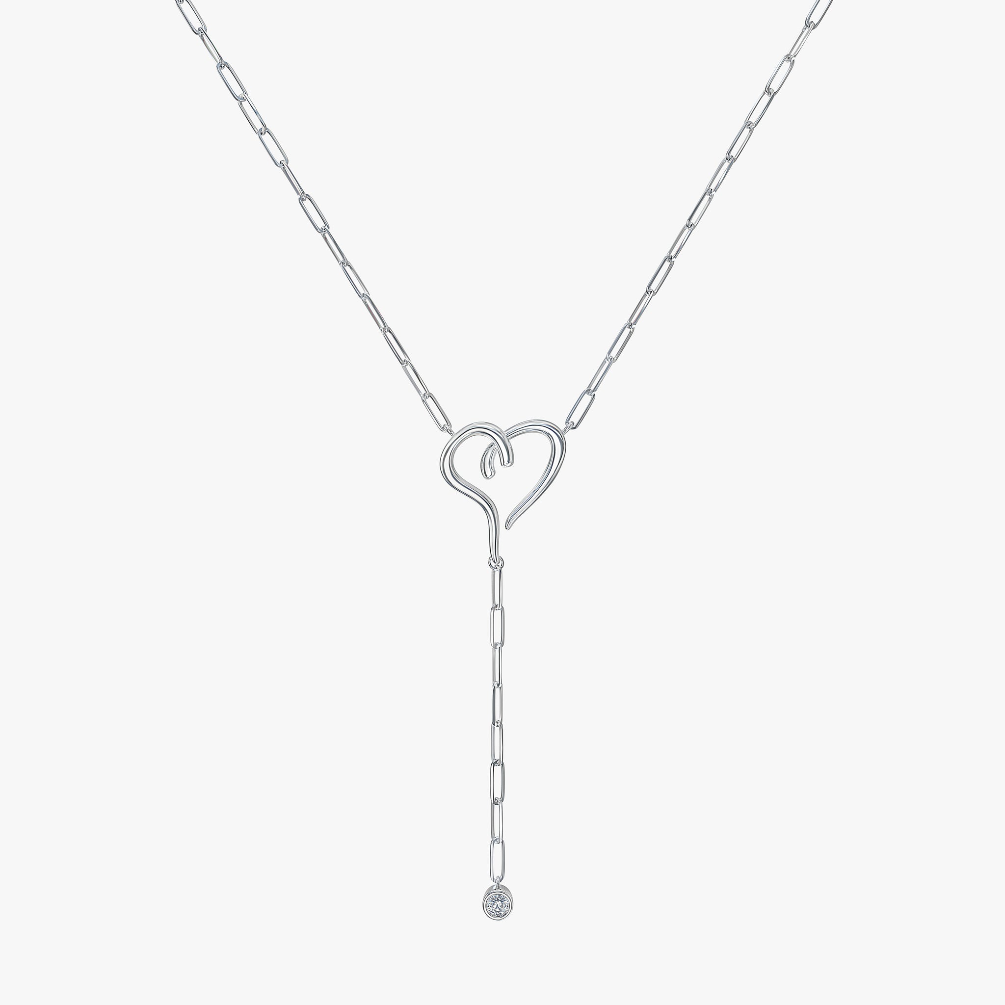 J'EVAR 14KT White Gold Lariat Solitaire ALTR Lab Grown Diamond Necklace Front View