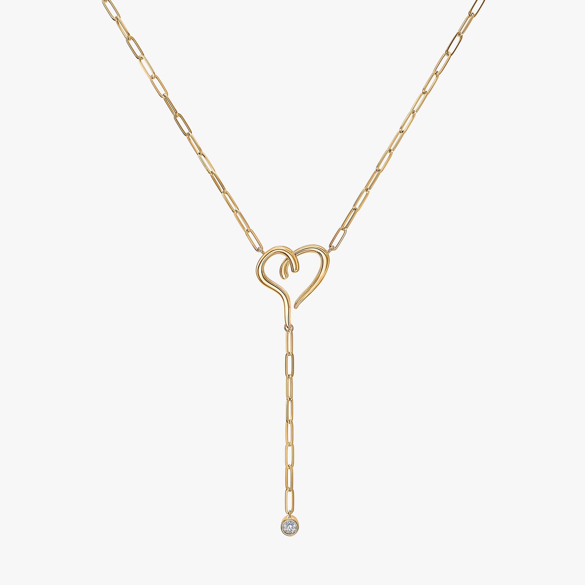 J'EVAR 14KT Yellow Gold Lariat Solitaire ALTR Lab Grown Diamond Necklace Front View