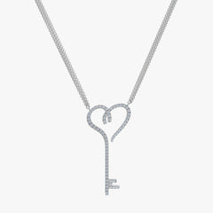Heart Key Diamond Necklace