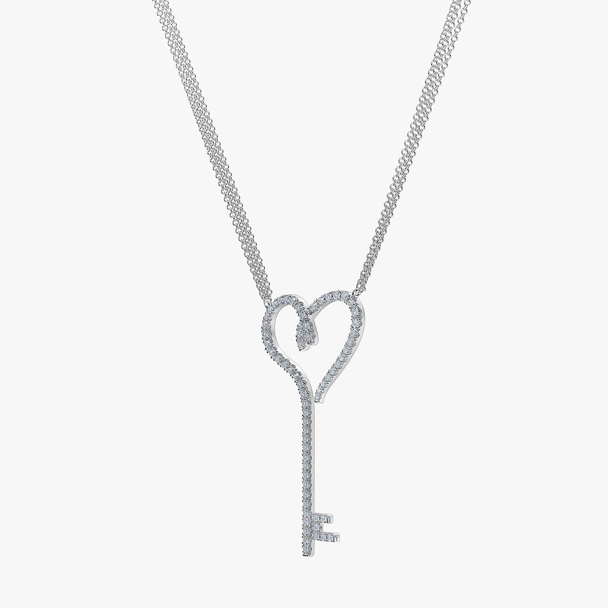 J'EVAR 14KT White Gold Heart Key ALTR Lab Grown Diamond Necklace Perspective View