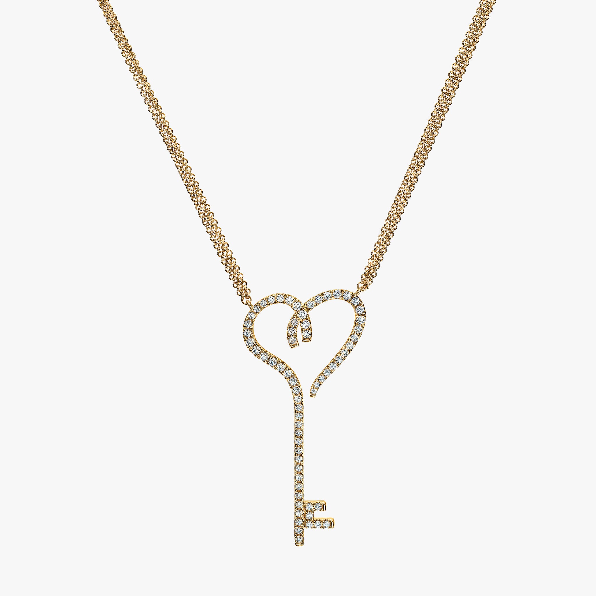 J'EVAR 14KT Yellow Gold Heart Key ALTR Lab Grown Diamond Necklace Front View