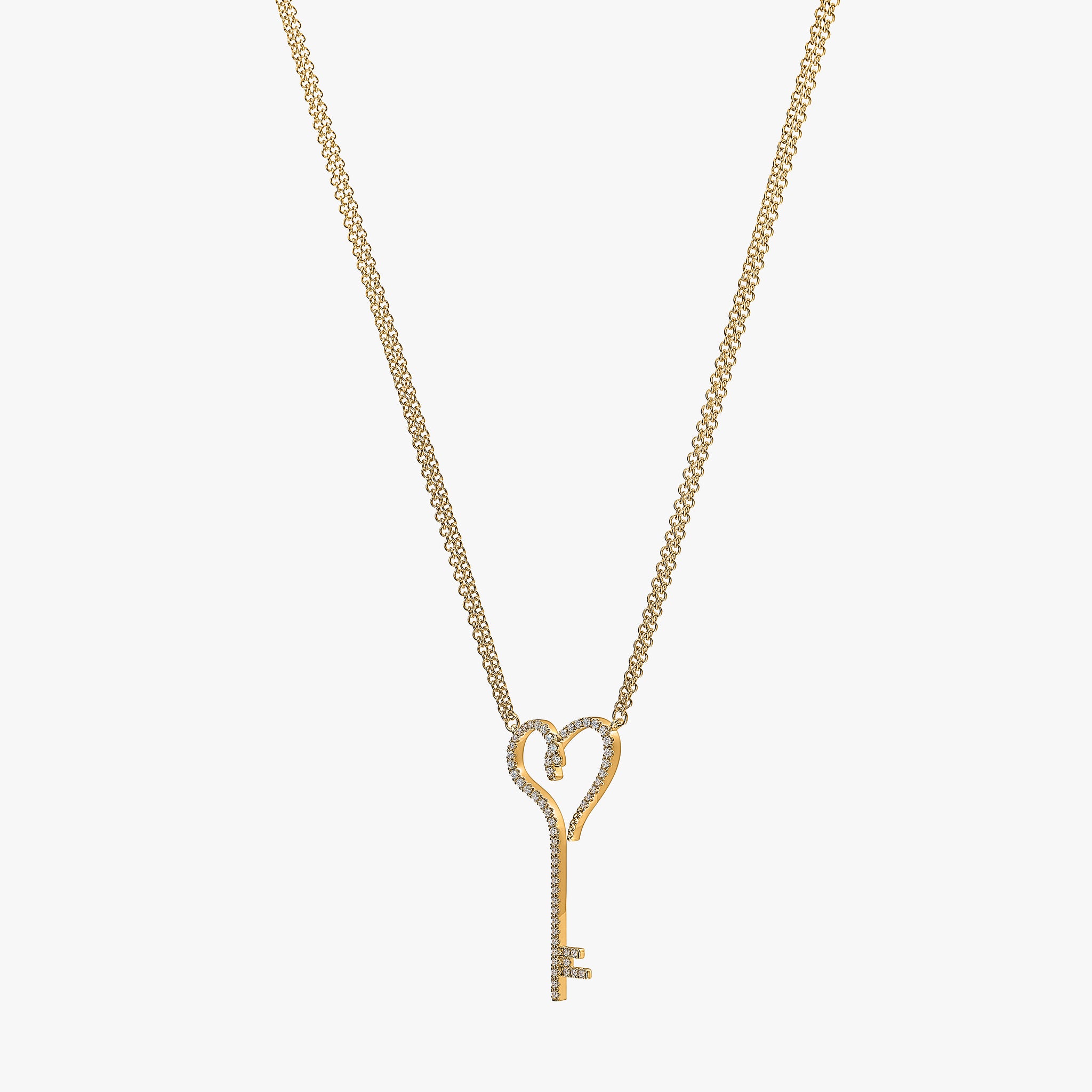 J'EVAR 14KT Yellow Gold Heart Key ALTR Lab Grown Diamond Necklace Perspective View
