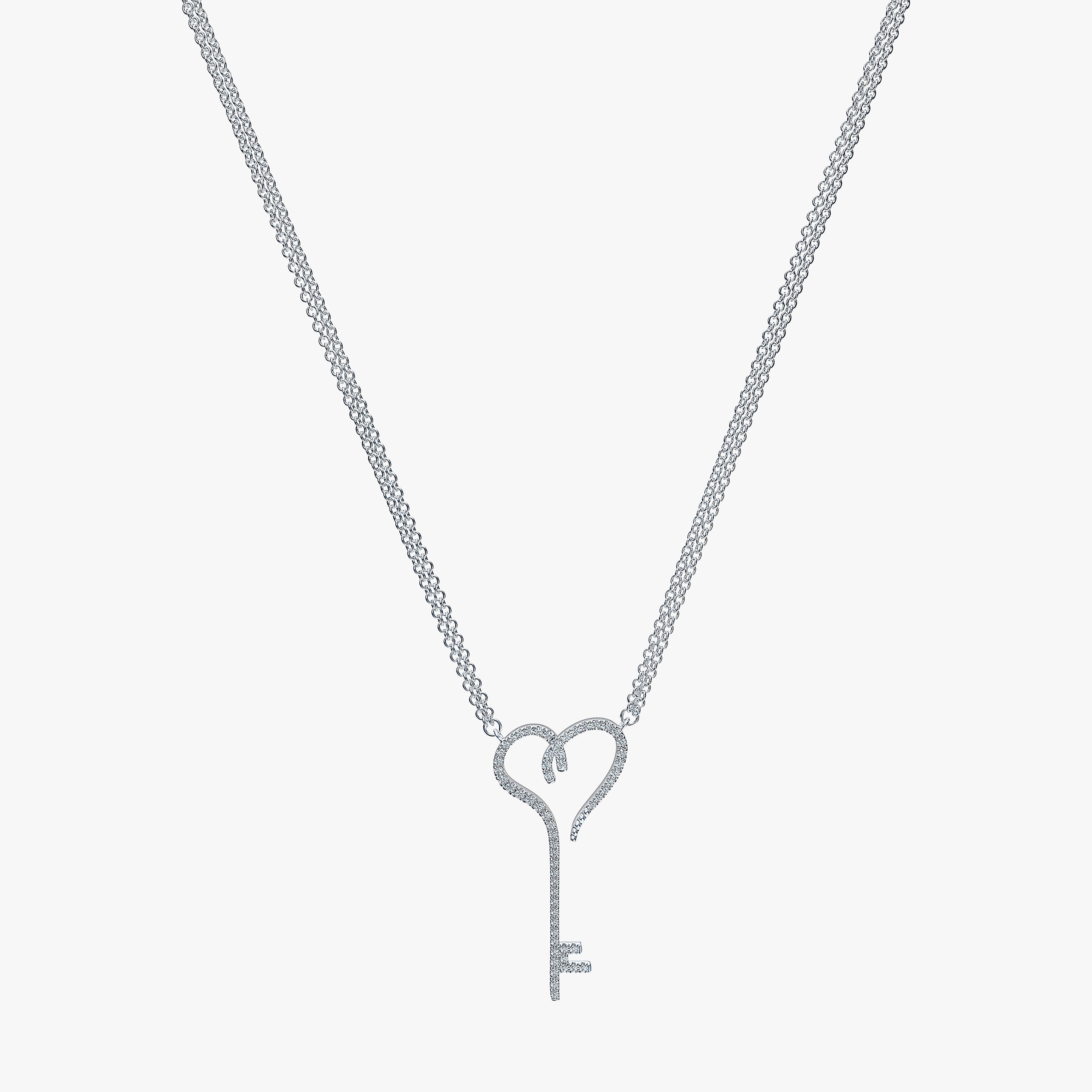 Sterling 18 Polished Heart, Lock, & Key Necklace 