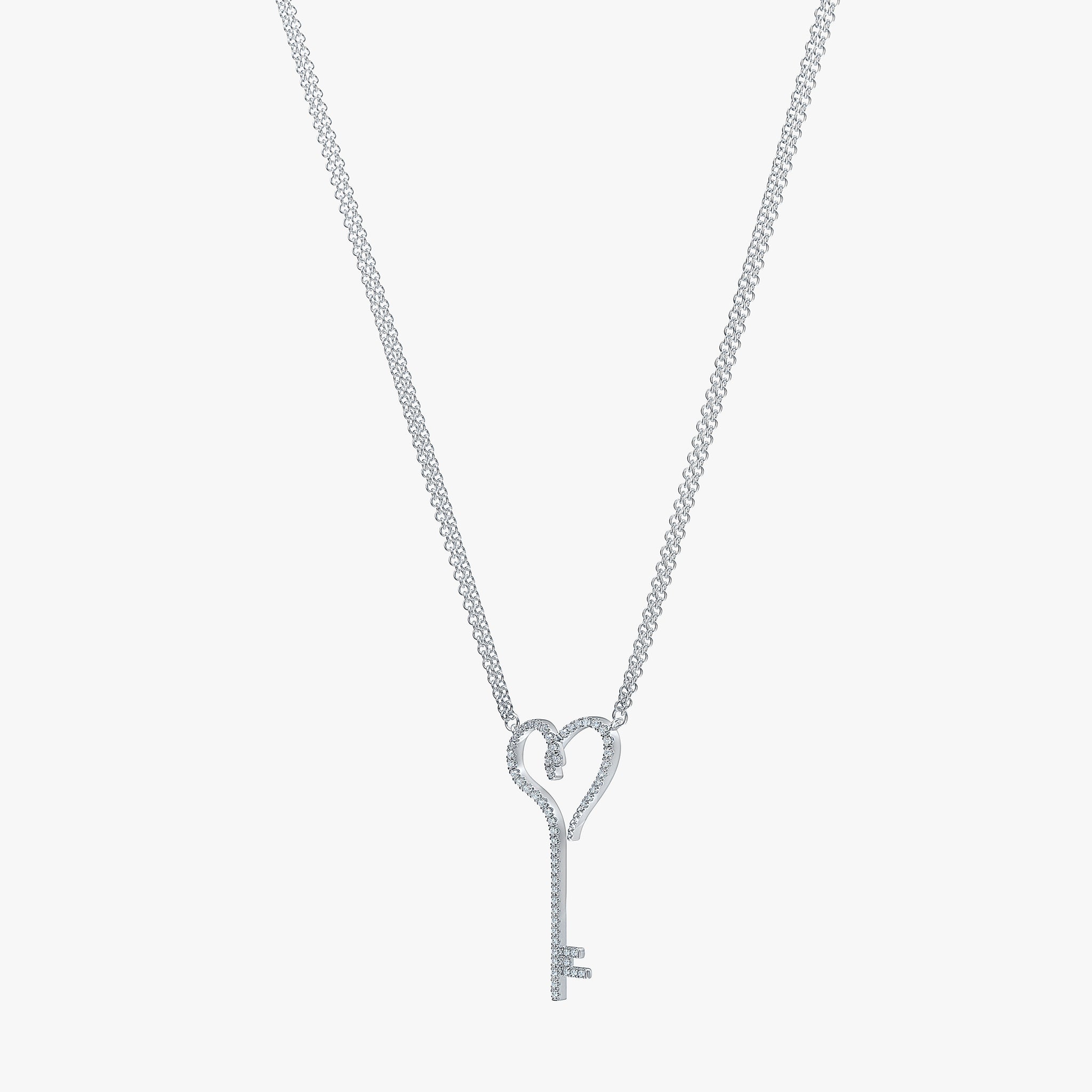 J'EVAR Sterling Silver Heart Key ALTR Lab Grown Diamond Necklace Side View