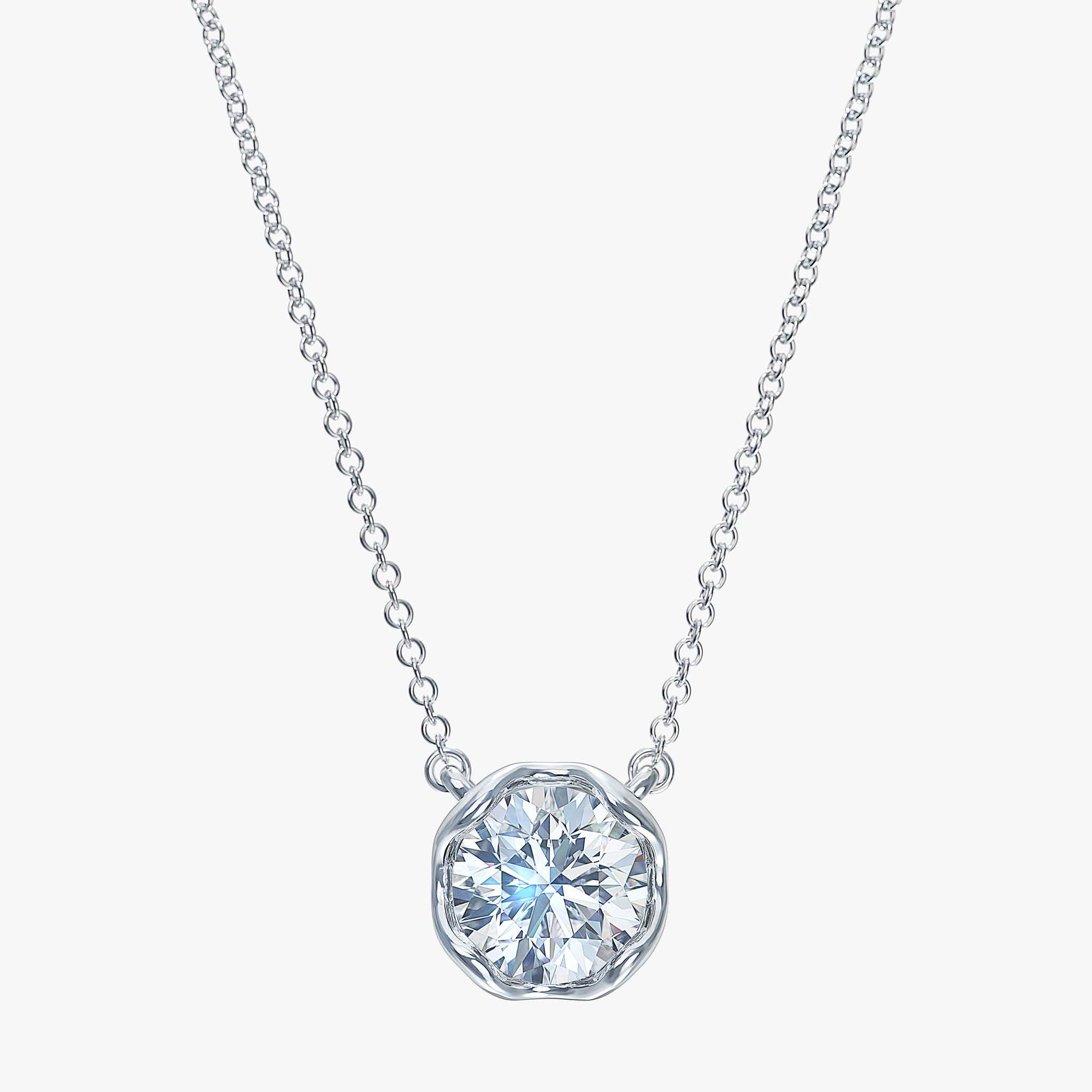J'EVAR 14KT White Gold Solitaire ALTR Lab Grown Diamond Necklace Front View