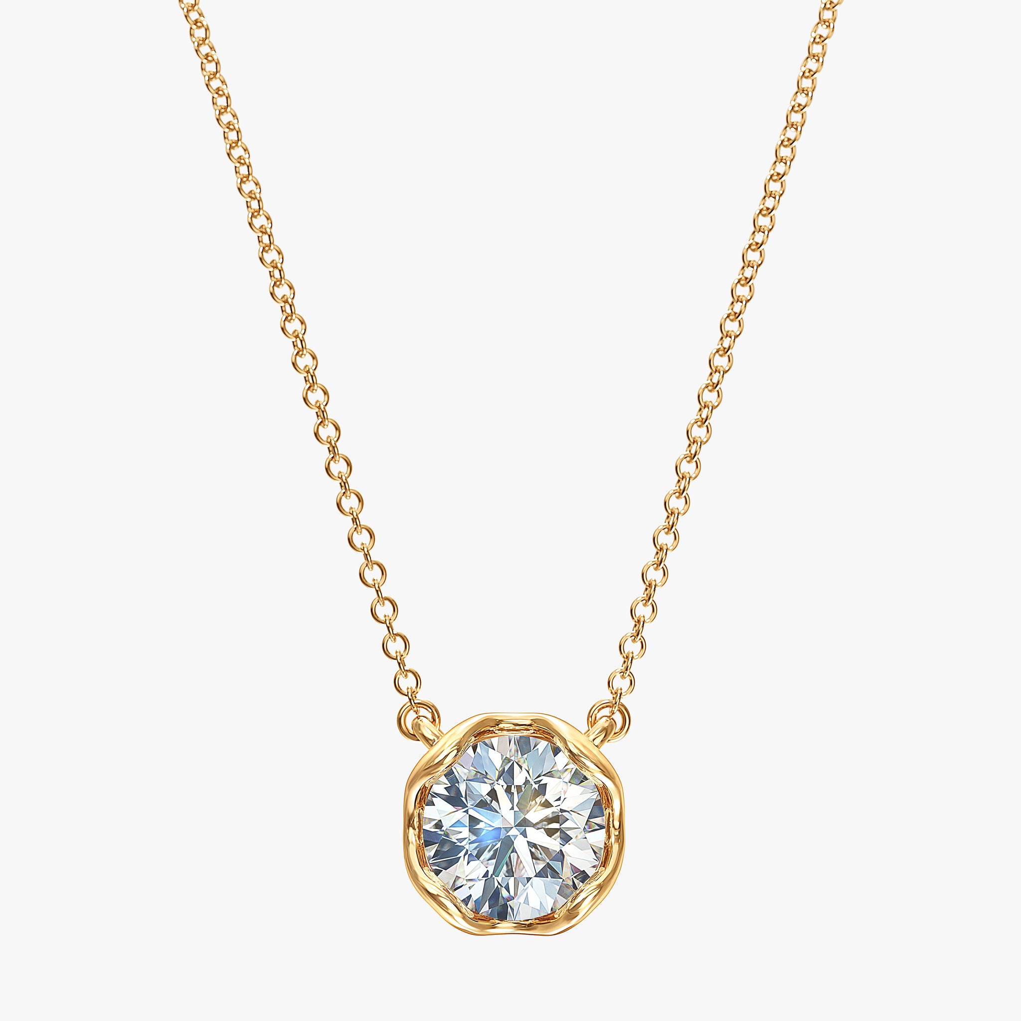 J'EVAR 14KT Yellow Gold ALTR Lab Grown Solitaire Diamond Necklace Front View