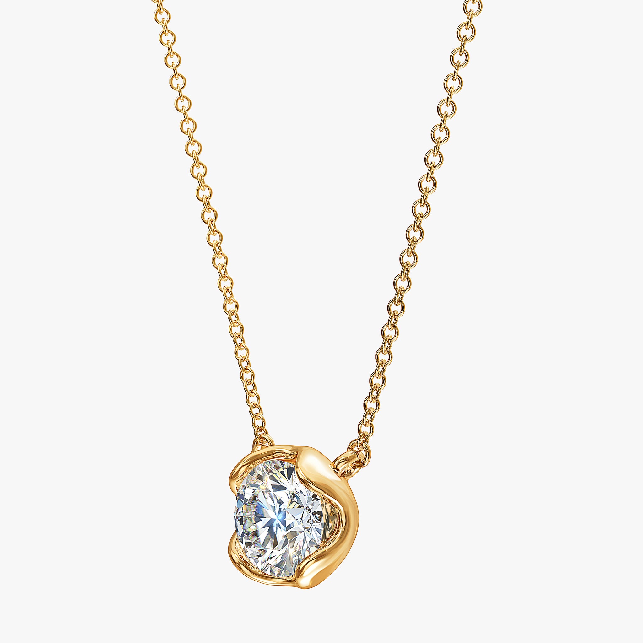 J'EVAR 14KT Yellow Gold ALTR Lab Grown Solitaire Diamond Necklace Perspective View