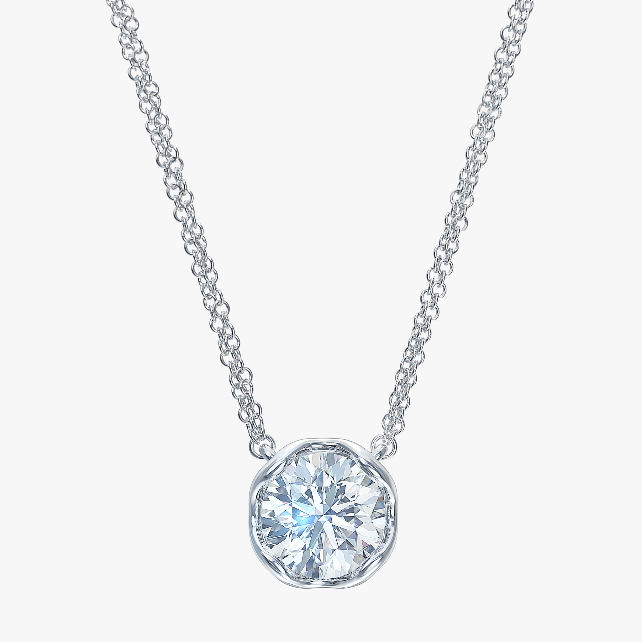 J'EVAR 14KT White Gold Solitaire ALTR Lab Grown Diamond Necklace Front View