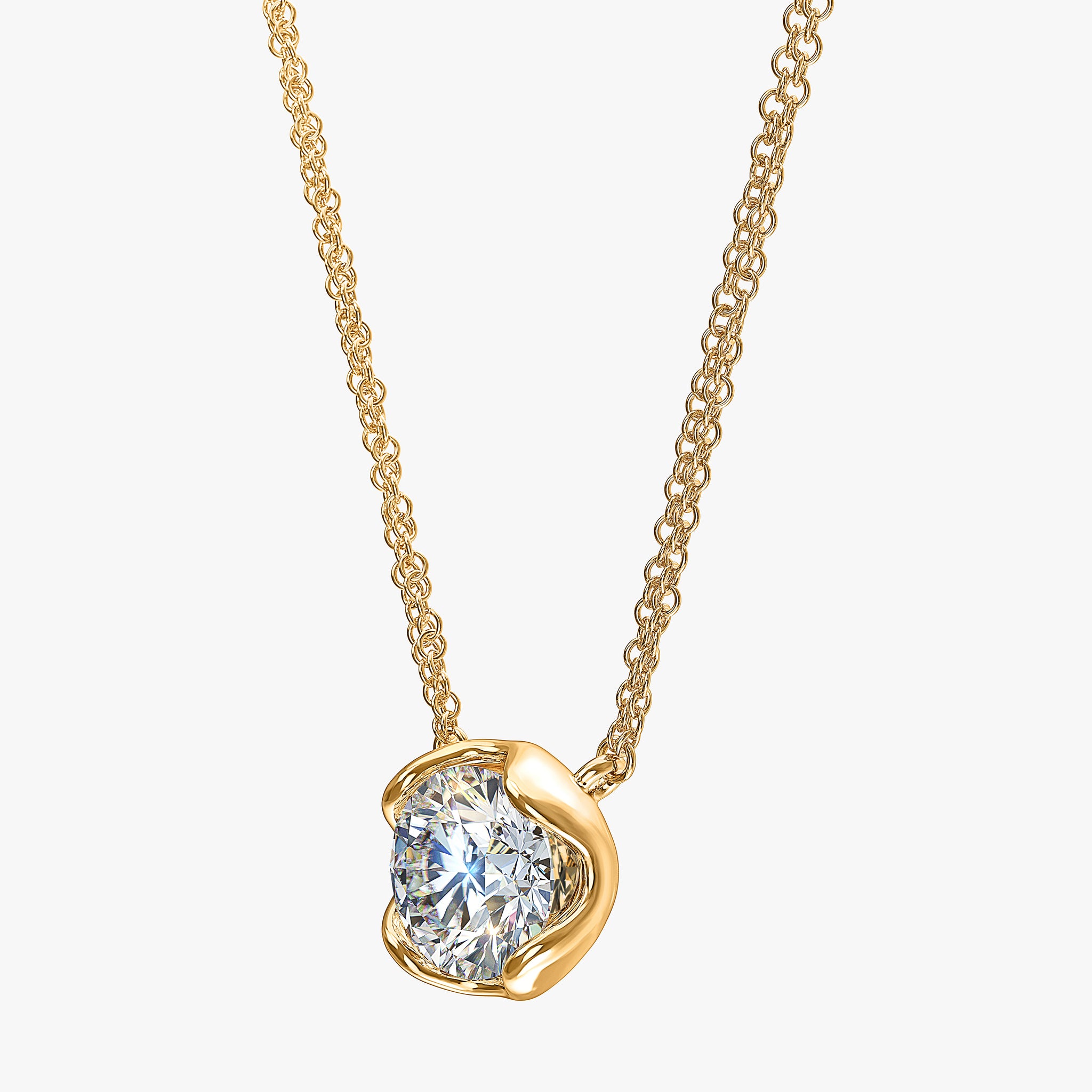 J'EVAR 14KT Yellow Gold ALTR Lab Grown Solitaire Diamond Necklace Perspective View