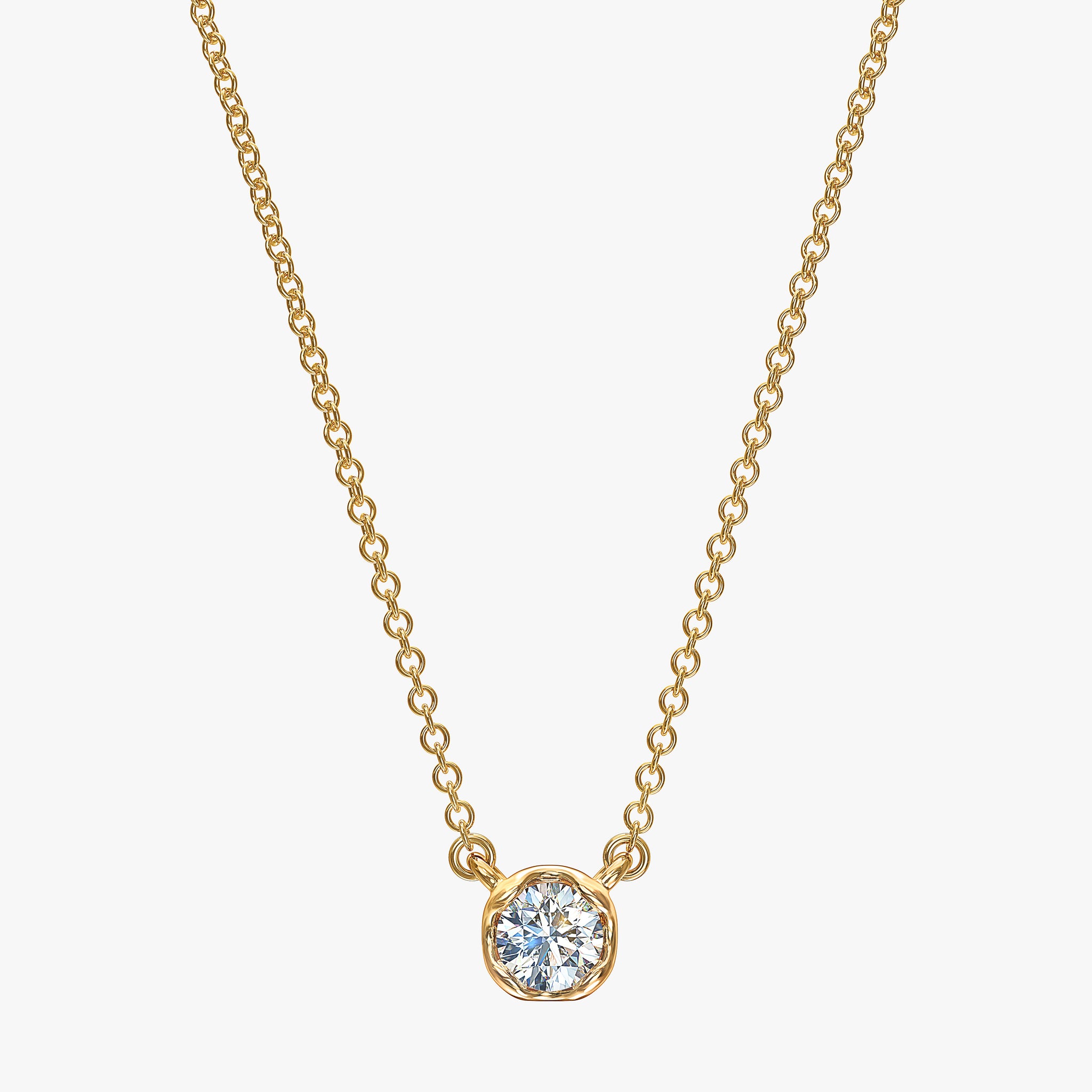 J'EVAR 14KT Yellow Gold ALTR Lab Grown Solitaire Diamond Necklace Front View