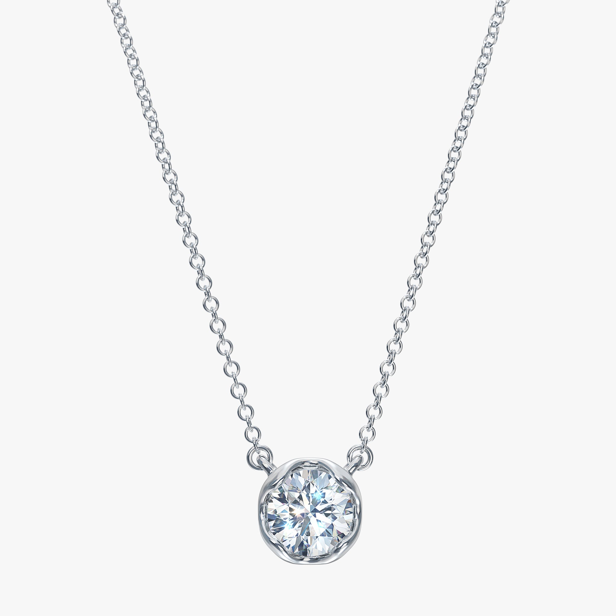 J'EVAR 14KT White Gold Solitaire ALTR Lab Grown Diamond Necklace Front View