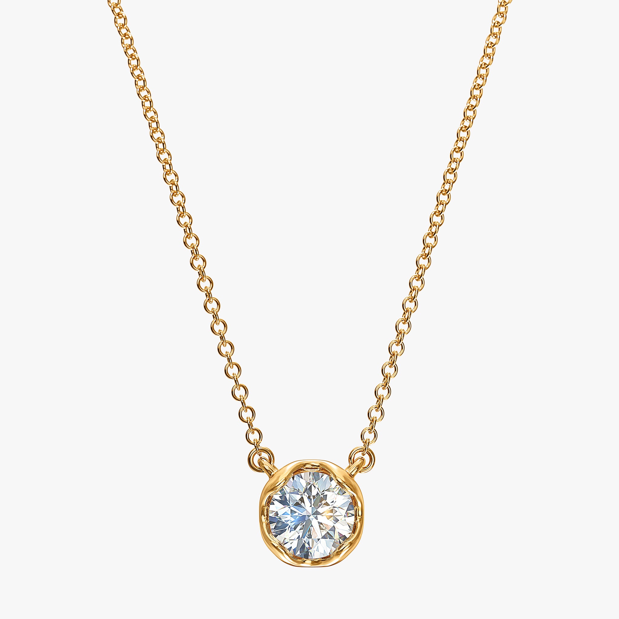 J'EVAR 14KT Yellow Gold ALTR Lab Grown Solitaire Diamond Necklace Front View