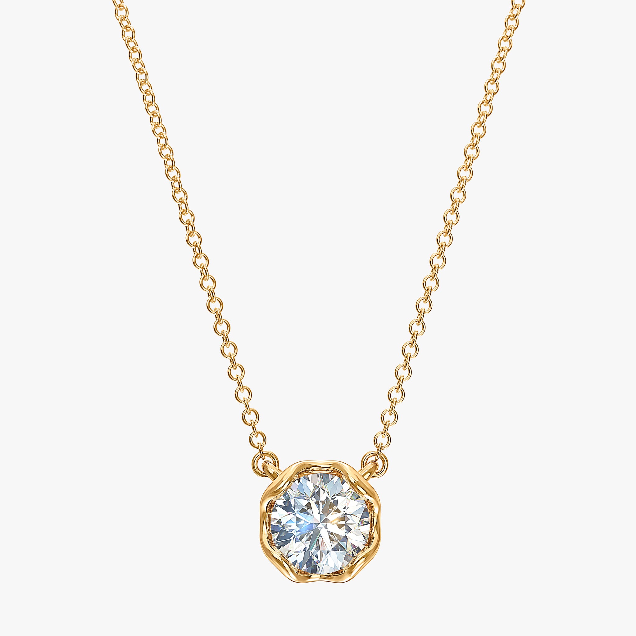 J'EVAR 14KT Yellow Gold ALTR Lab Grown Solitaire Diamond Necklace Front View