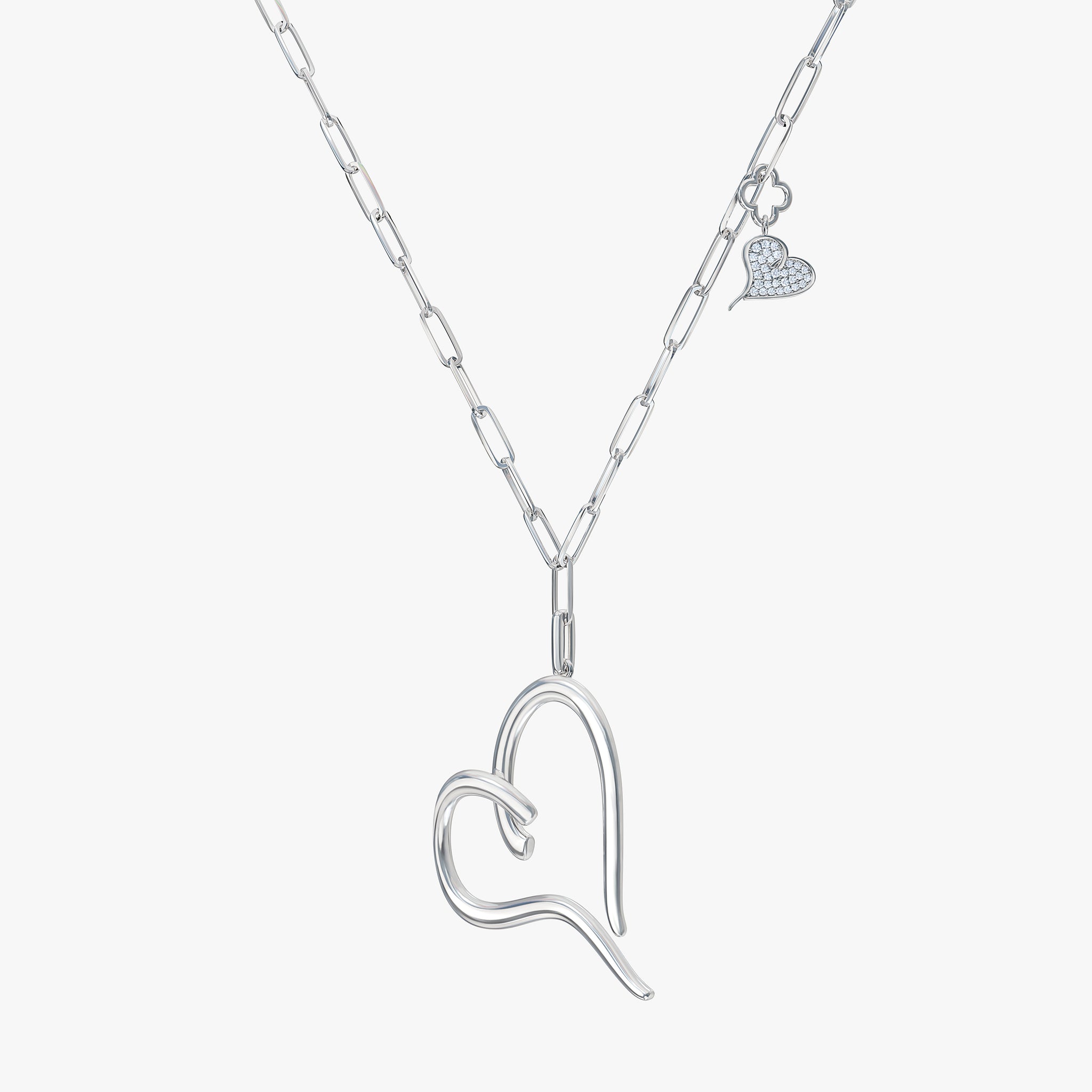 J'EVAR 14KT White Gold Heart Charm ALTR Lab Grown Diamond Necklace Perspective View