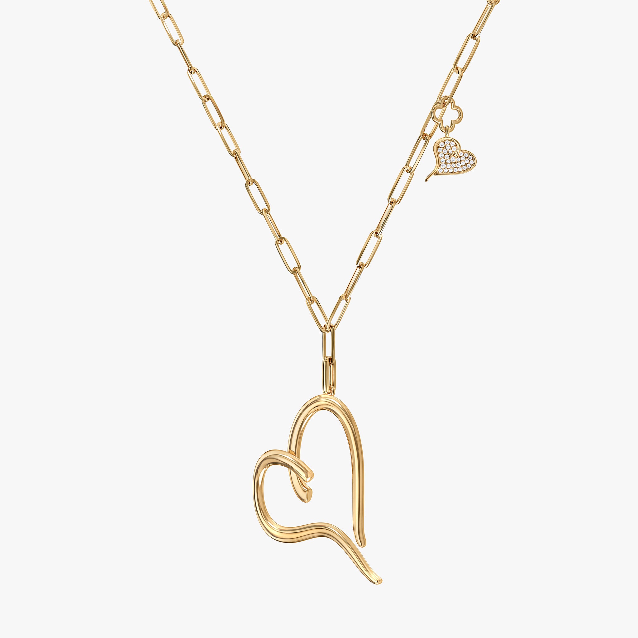 J'EVAR 14KT Yellow Gold Heart Charm ALTR Lab Grown Diamond Necklace Perspective View