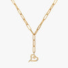 J'EVAR 14KT Yellow Gold Paperclip Lariat Heart ALTR Lab Grown Diamond Necklace Front View | 0.15 CT