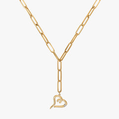 Paperclip Lariat Heart Necklace
