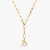 J'EVAR 14KT Yellow Gold Paperclip Lariat Heart ALTR Lab Grown Diamond Necklace Perspective View | 0.15 CT